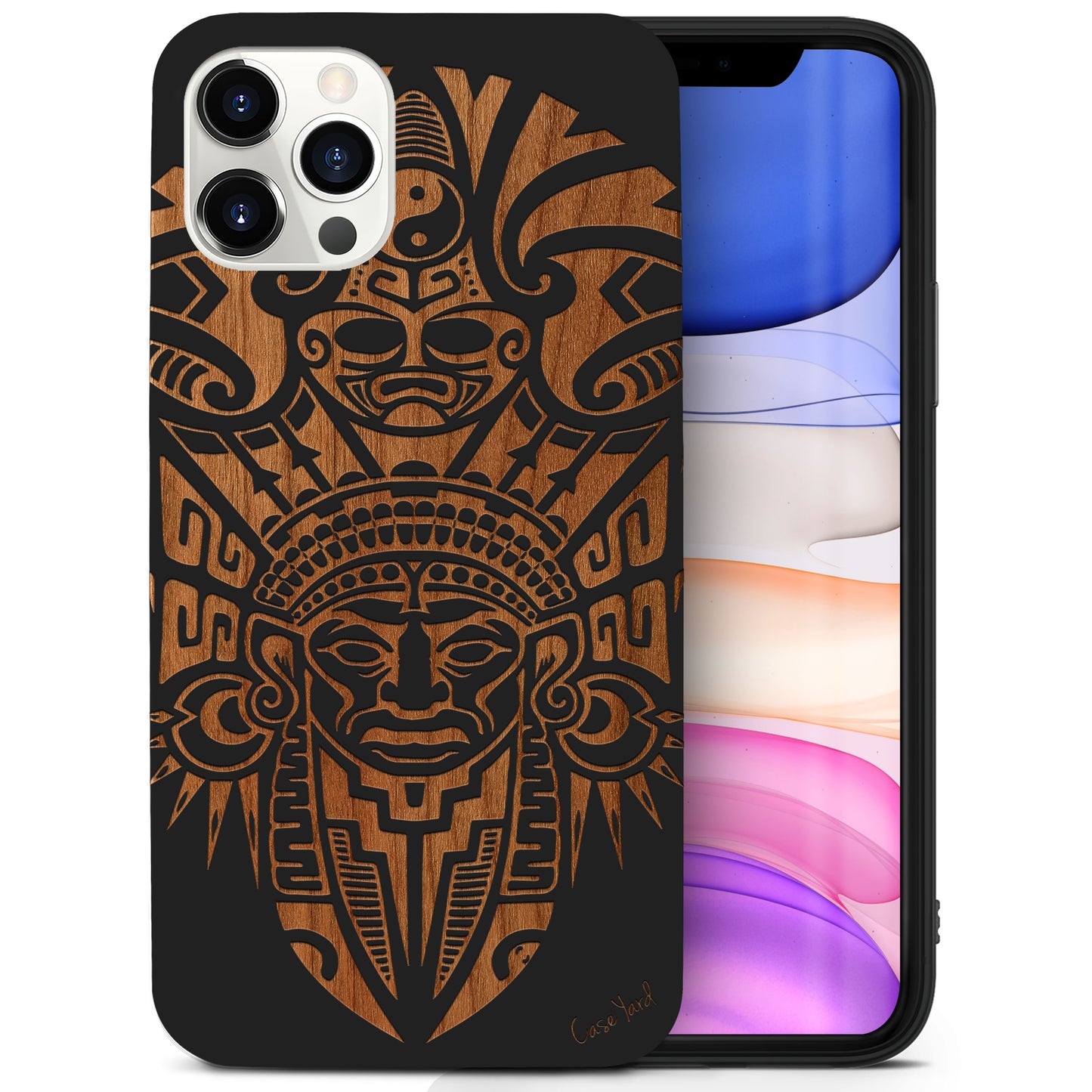 Tribal Indian Mask Wooden Laser Engraved Phone Case for iPhone
