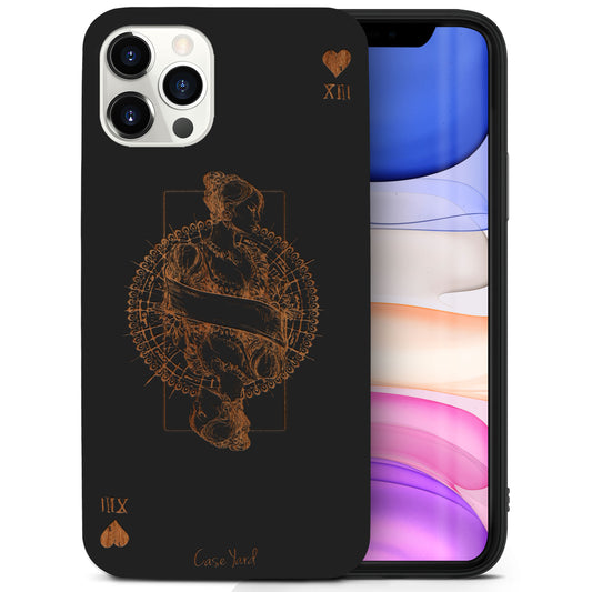 Queen of Hearts Wooden Laser Engraved Phone Case for iPhone