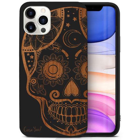 Gothic Skull Wooden Laser Engraved Phone Case for iPhone