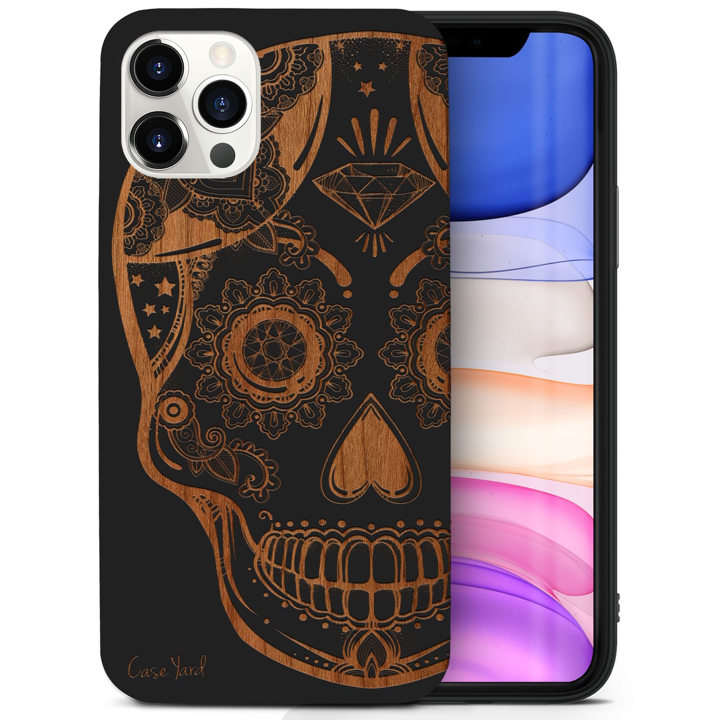Ice Skull Wooden Laser Engraved Phone Case for iPhone