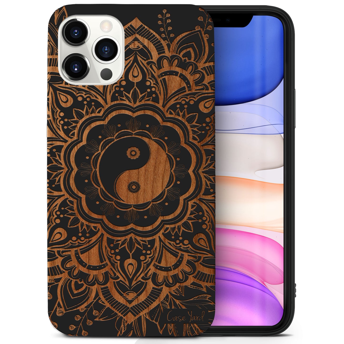 Tao Mandala Wooden Laser Engraved Phone Case for iPhone
