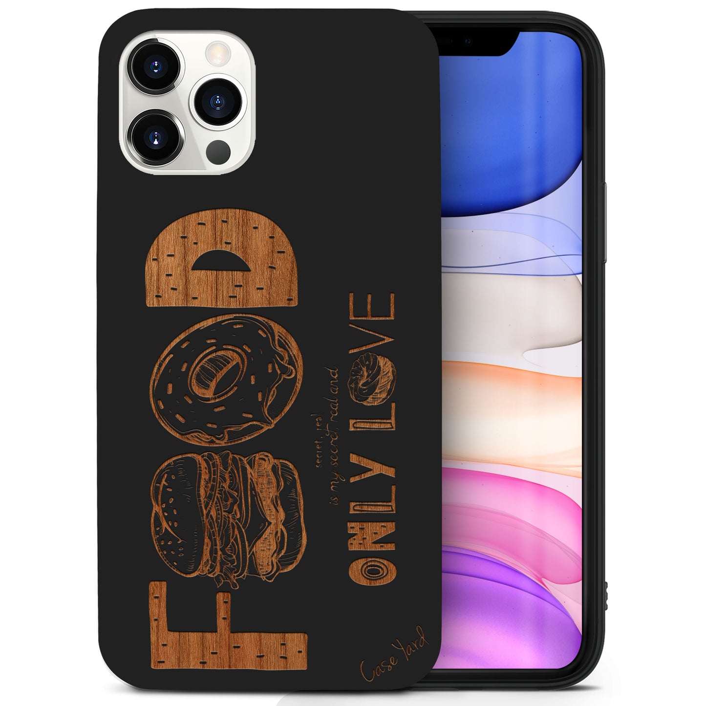Food is Only Love Wooden Laser Engraved Phone Case for iPhone
