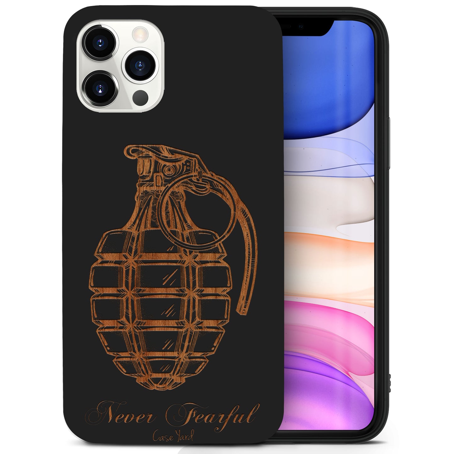 Never Fearful Wooden Laser Engraved Phone Case for iPhone