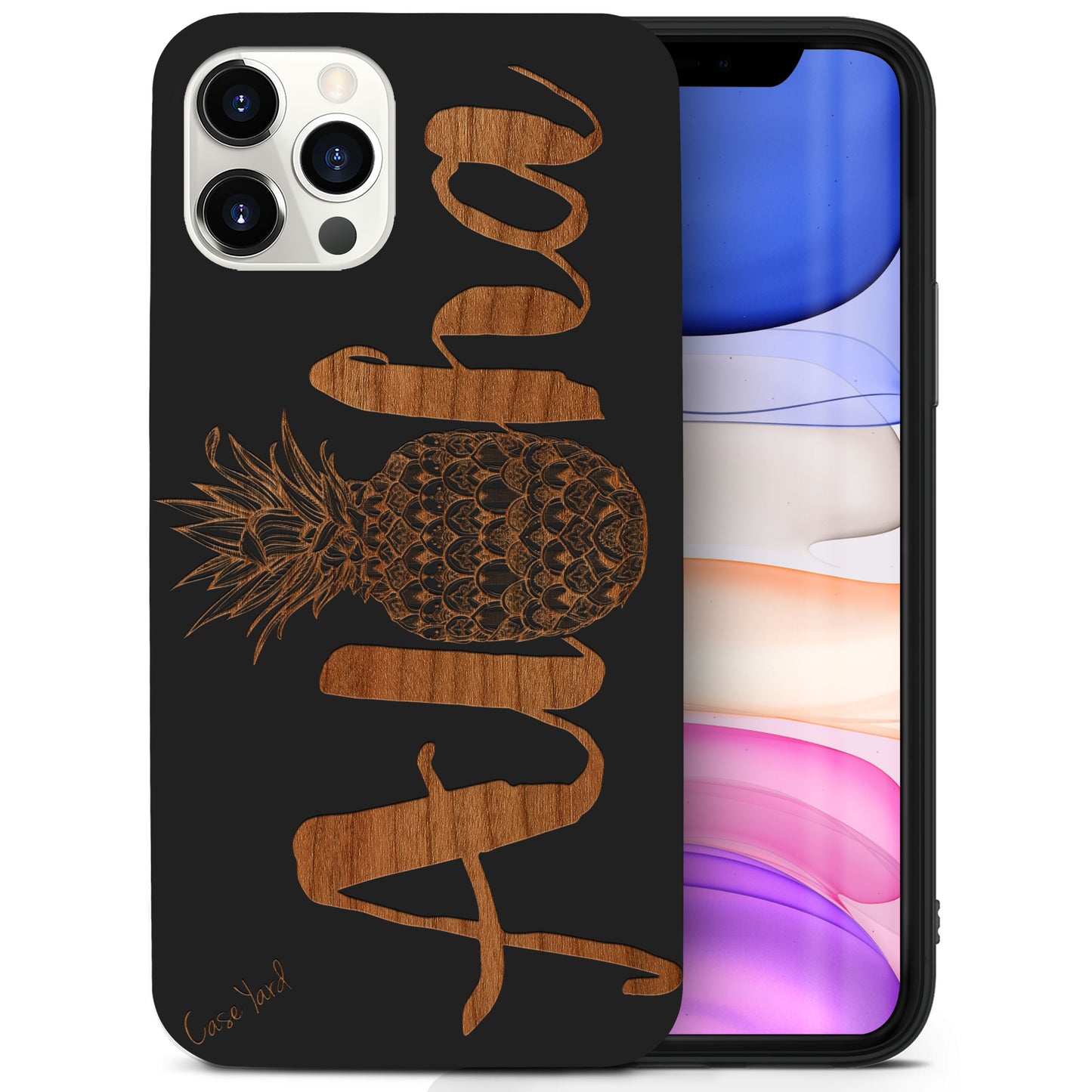 Aloha Pineapple Wooden Laser Engraved Phone Case for iPhone & Samsung Phones