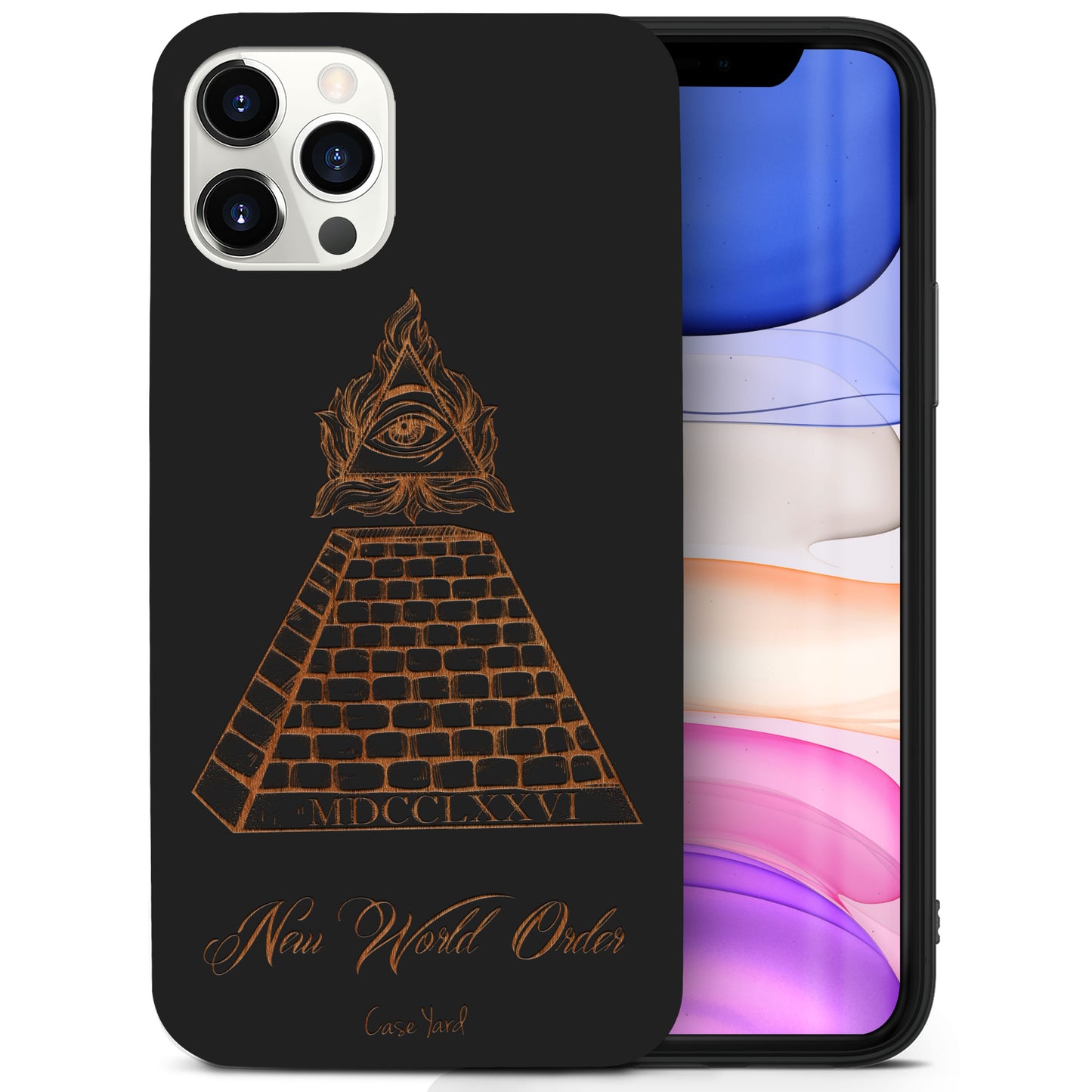 New World Order Wooden Laser Engraved Phone Case for iPhone