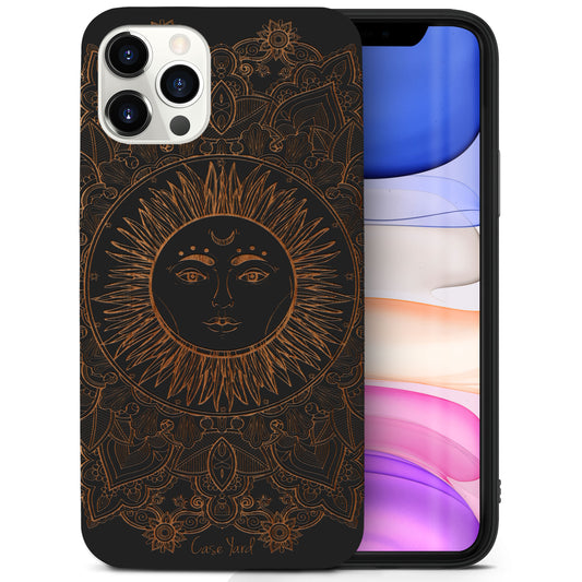 Sun Mandala Wooden Laser Engraved Phone Case for iPhone