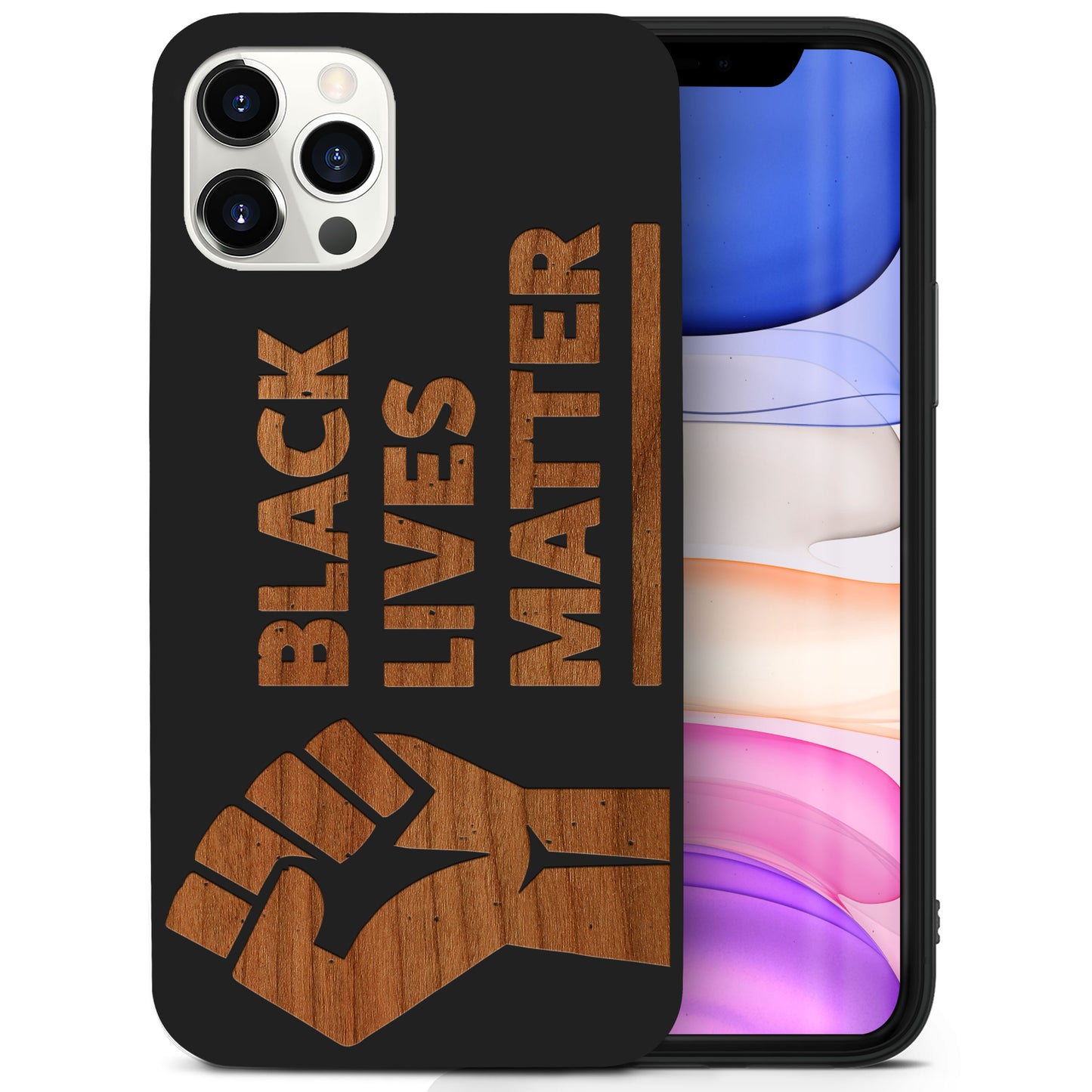 Black Lives Matter Wooden Laser Engraved Phone Case for iPhone & Samsung Phones