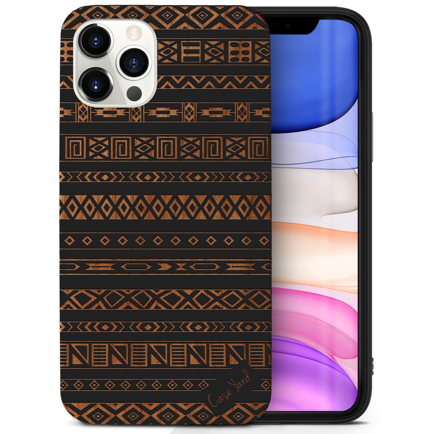 Aztec Pattern Wooden Laser Engraved Phone Case