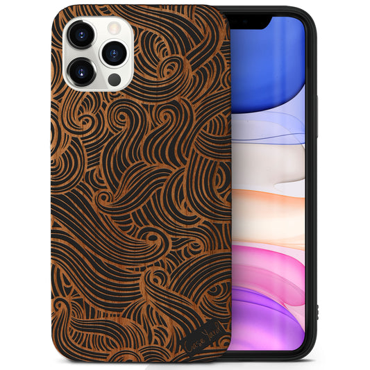 Wave Pattern Wooden Laser Engraved Phone Case for iPhone