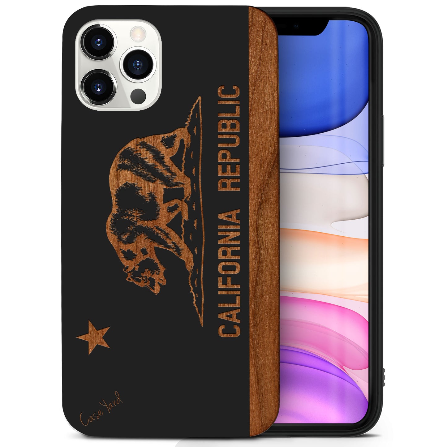 California Flag Wooden Laser Engraved Phone Case