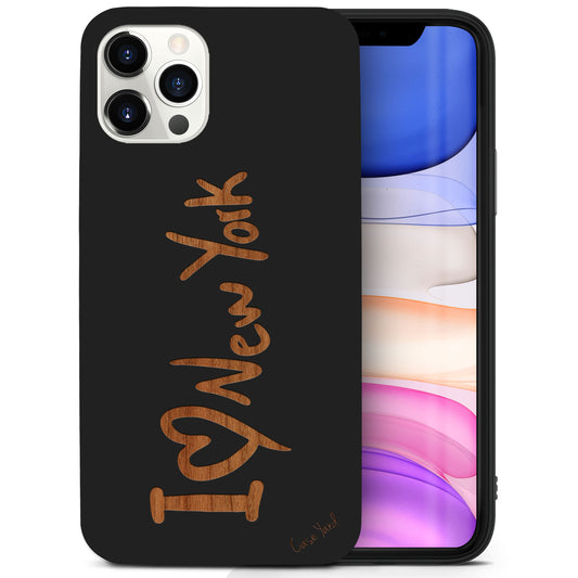 I Love NY Wooden Laser Engraved Phone Case