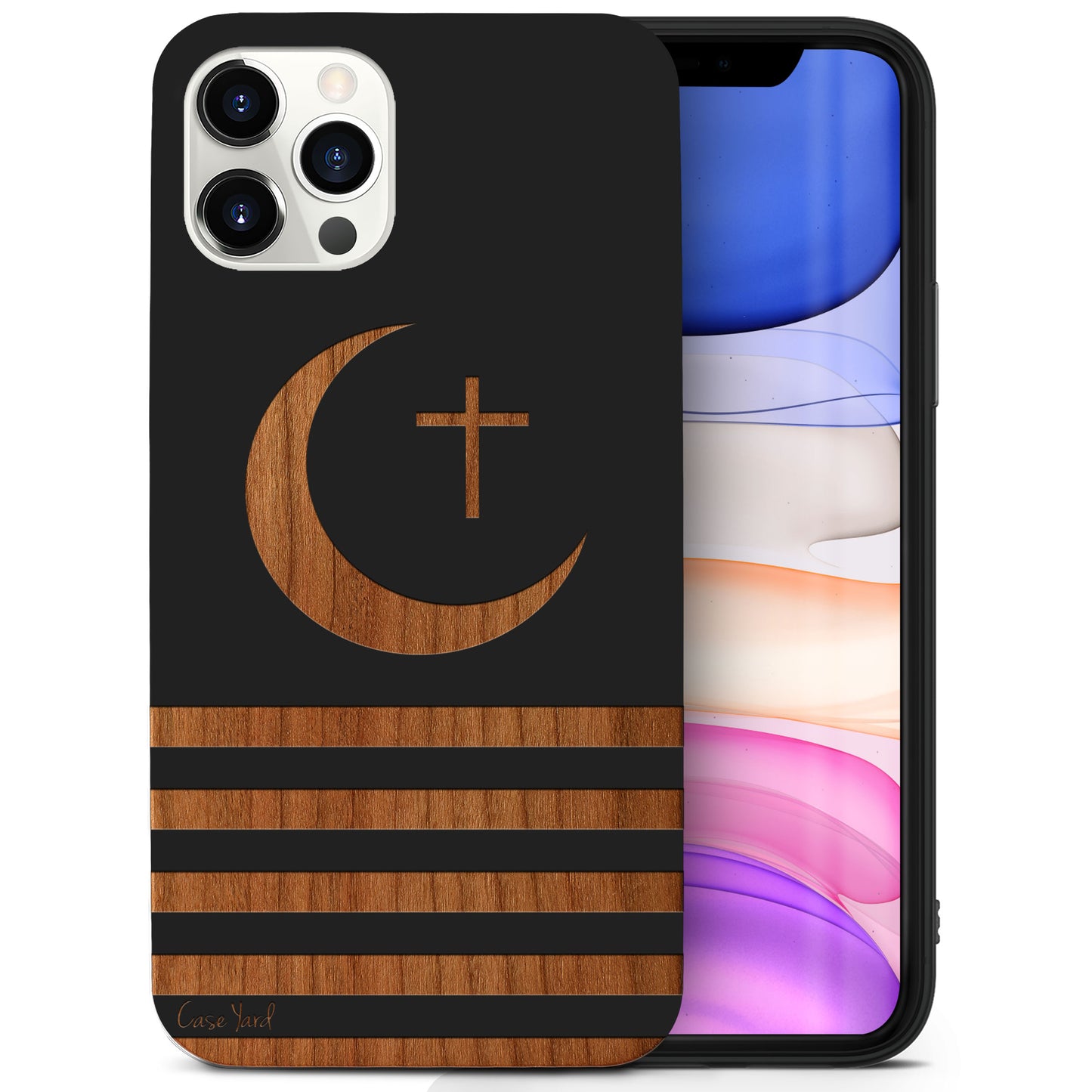 Crescent Moon Wooden Laser Engraved Phone Case for iPhone & Samsung Phones