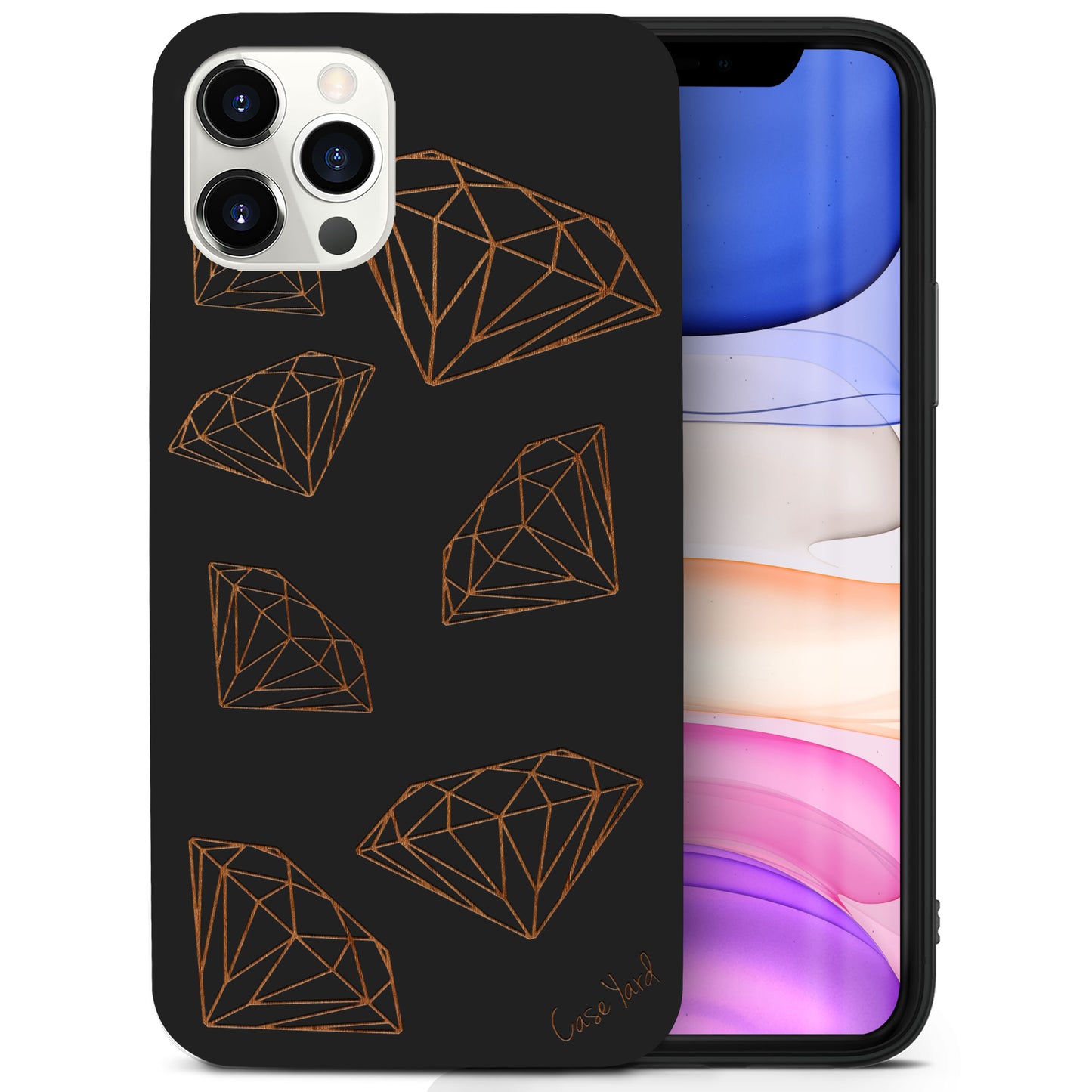 Diamonds Wooden Laser Engraved Phone Case for iPhone & Samsung Phones