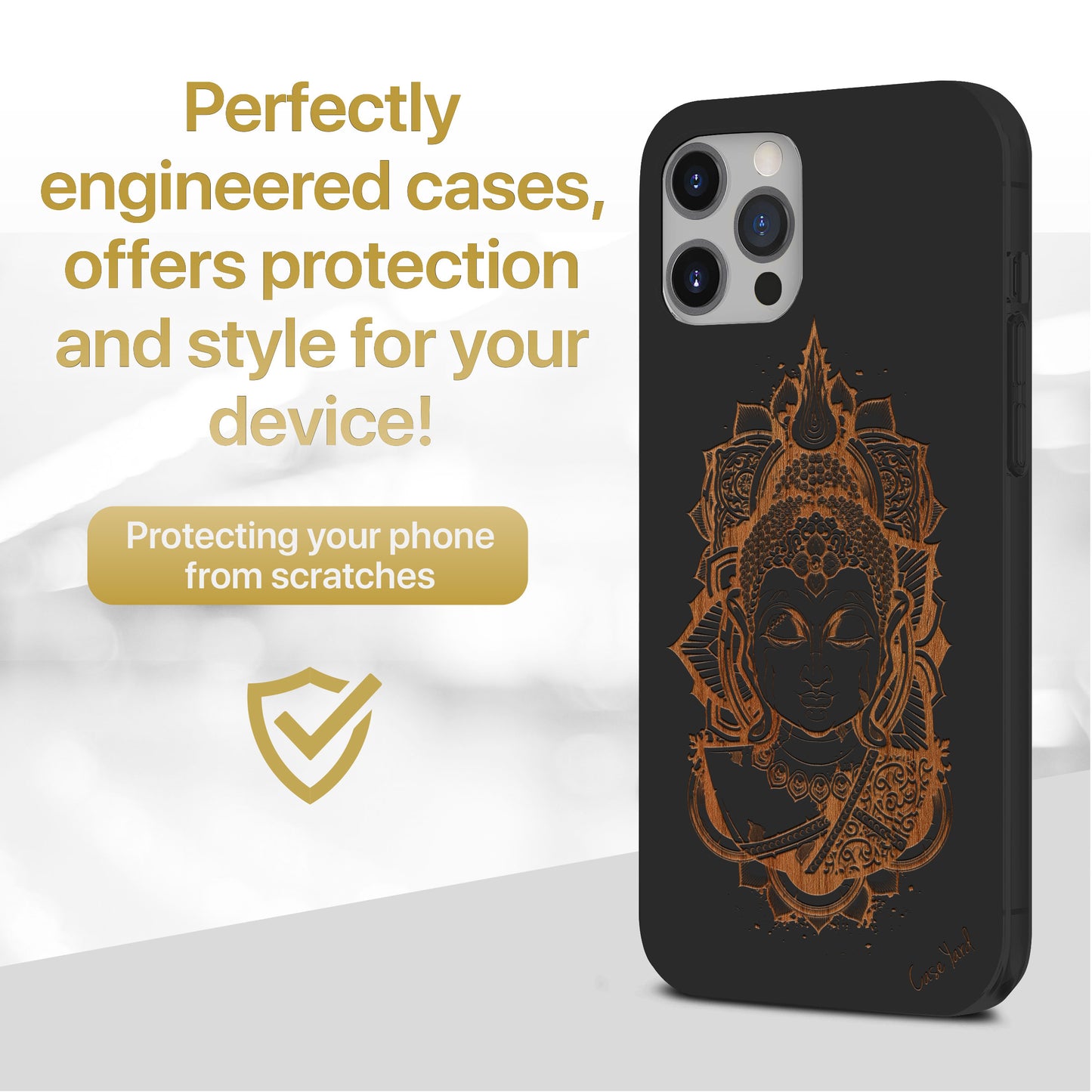 Buddha Art Lady Wooden Laser Engraved Phone Case for iPhone & Samsung Phones