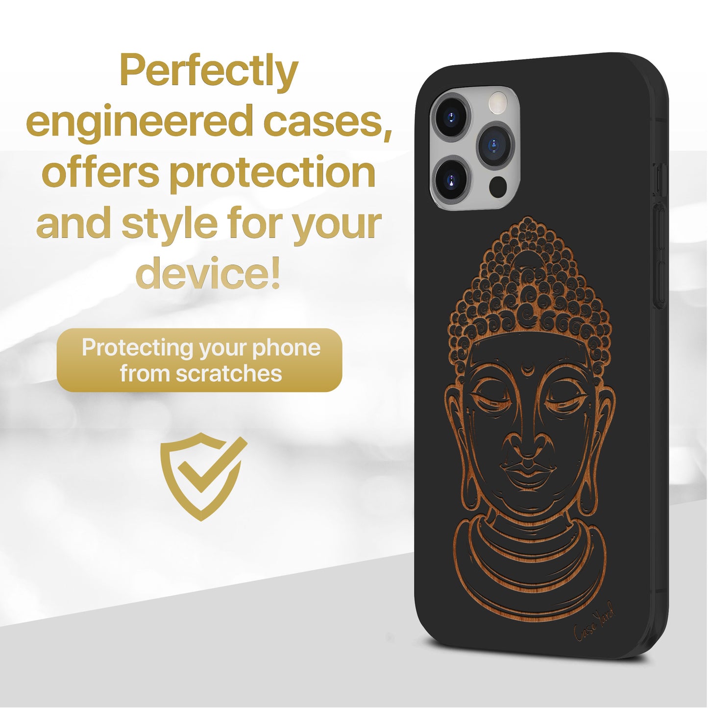 Buddha Head Wooden Laser Engraved Phone Case for iPhone & Samsung Phones