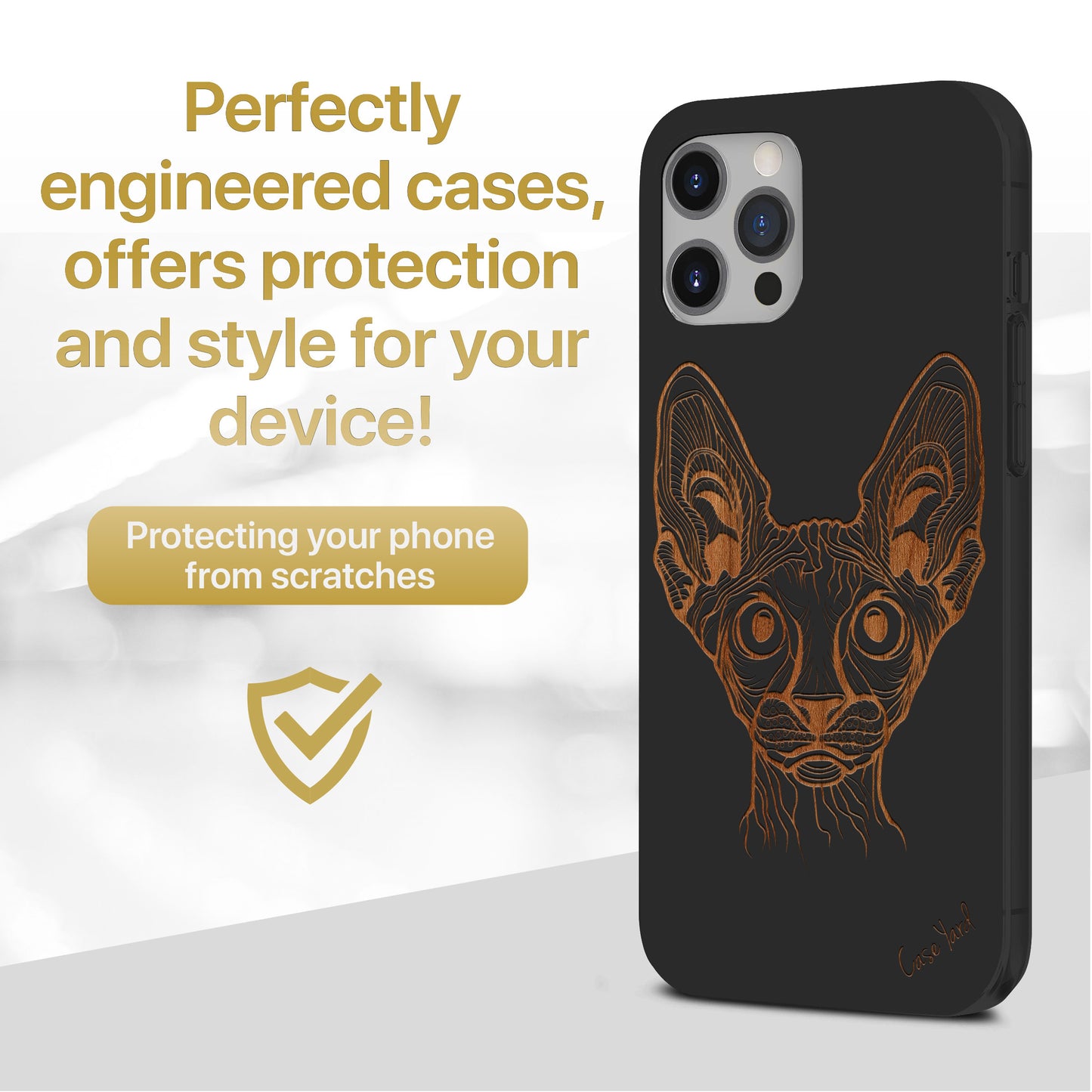 Bob Cat Wooden Laser Engraved Phone Case for iPhone & Samsung Phones