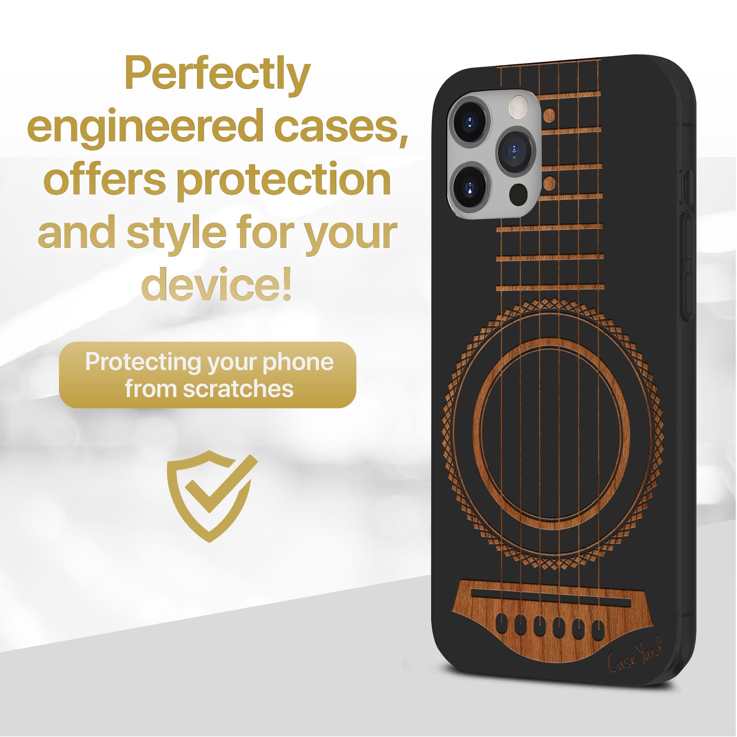 Guitar Case Wooden Laser Engraved Phone Case for iPhone