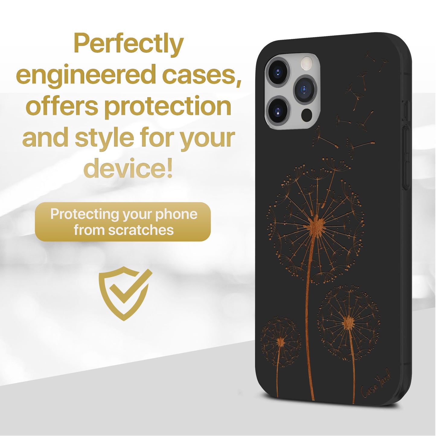 Wooden Cell Phone Case Cover, Laser Engraved case for iPhone & Samsung phone Dandelion Design