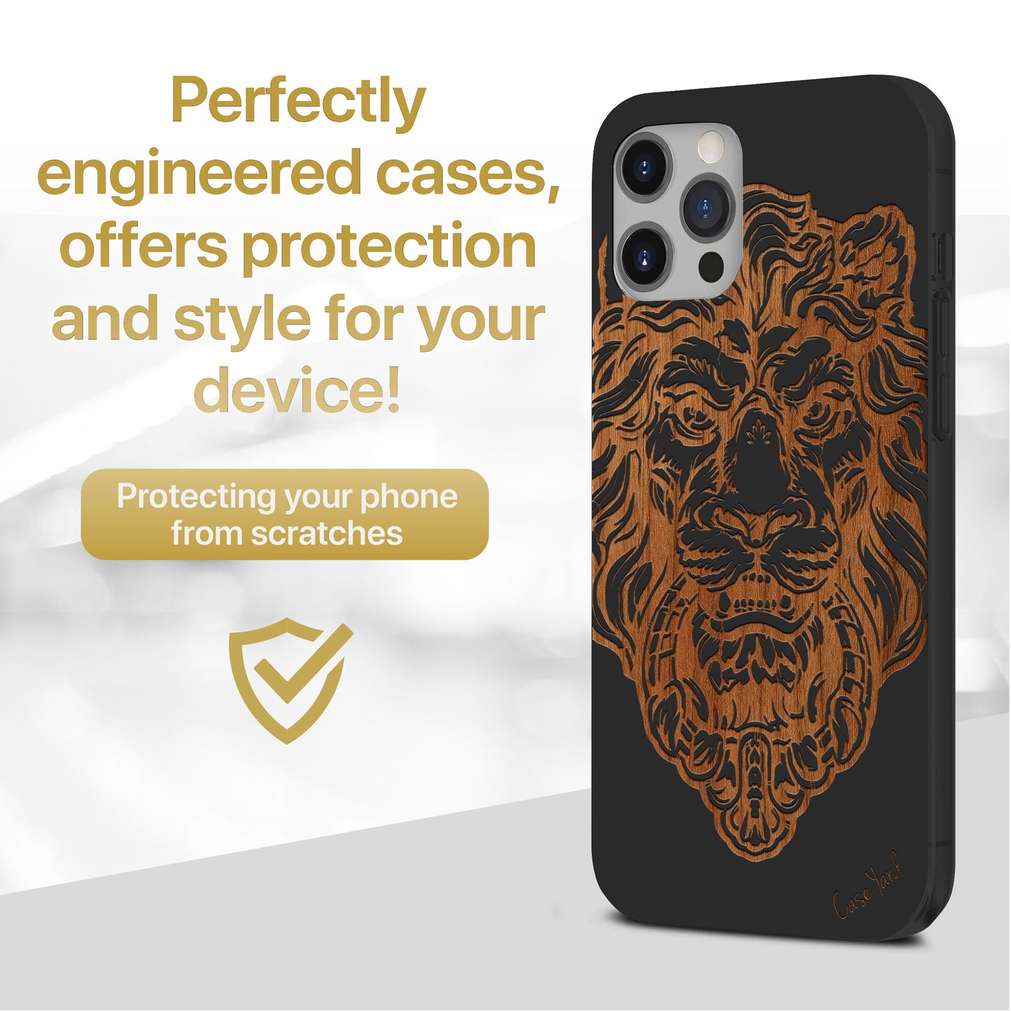 Victorian Lion Wooden Laser Engraved Phone Case for iPhone