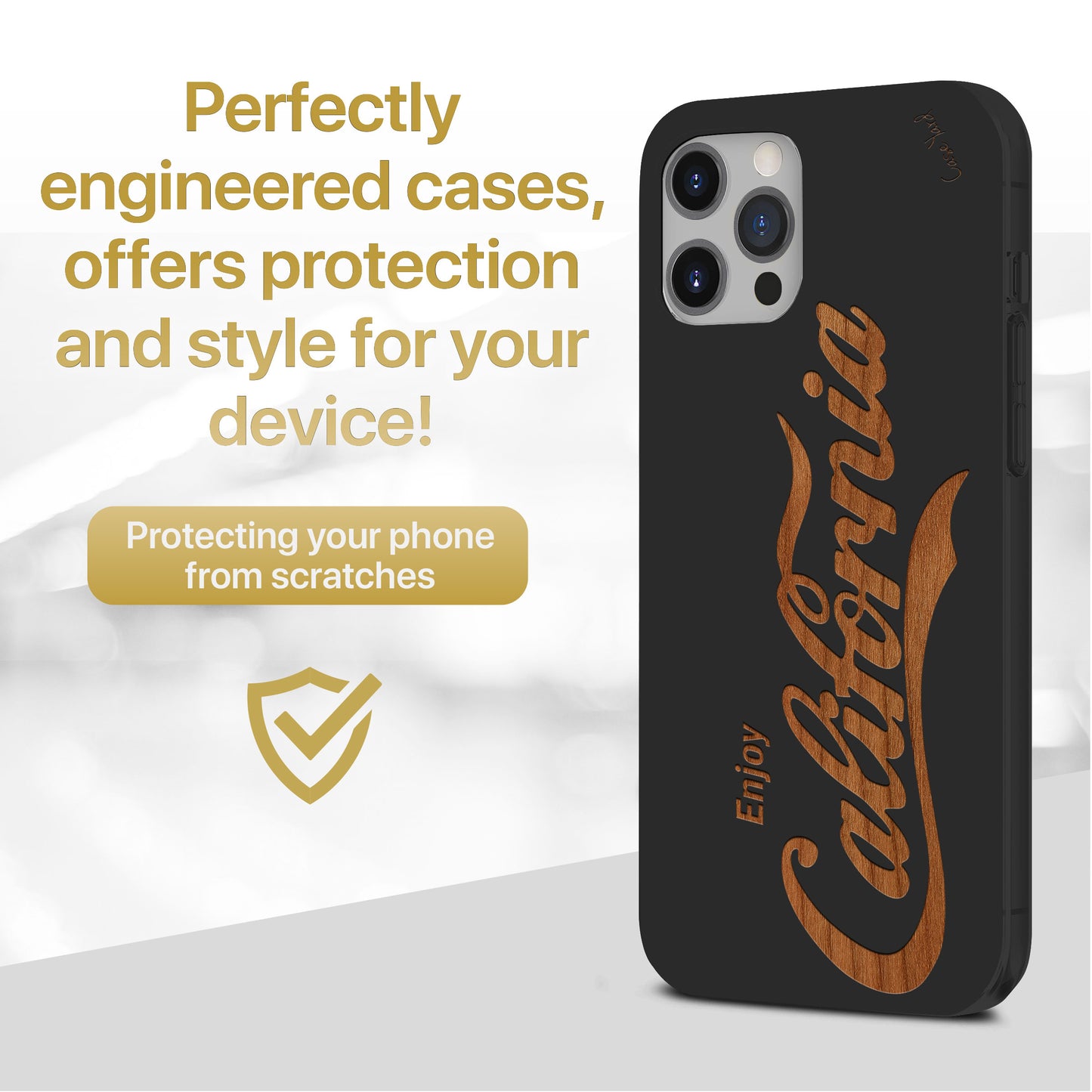 Enjoy California Wooden Laser Engraved Phone Case for iPhone