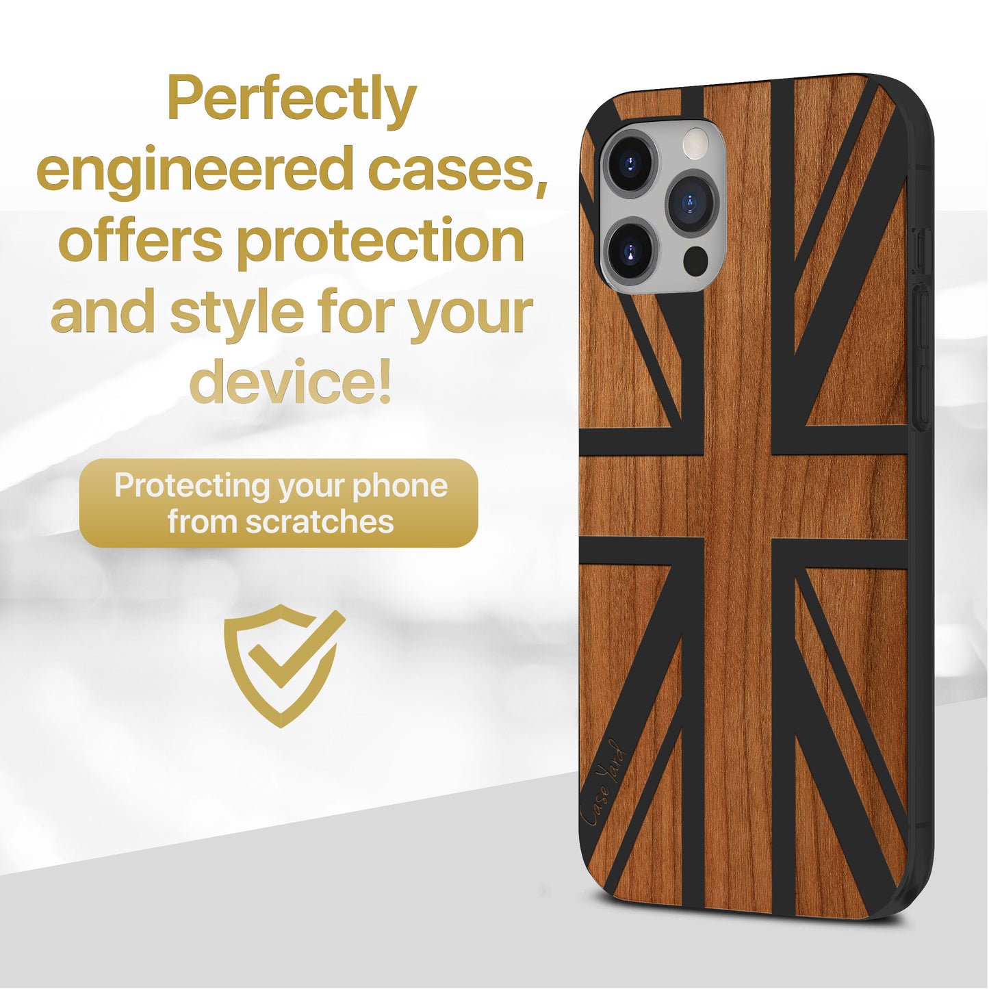 Union Jack Wooden Laser Engraved Phone Case for iPhone