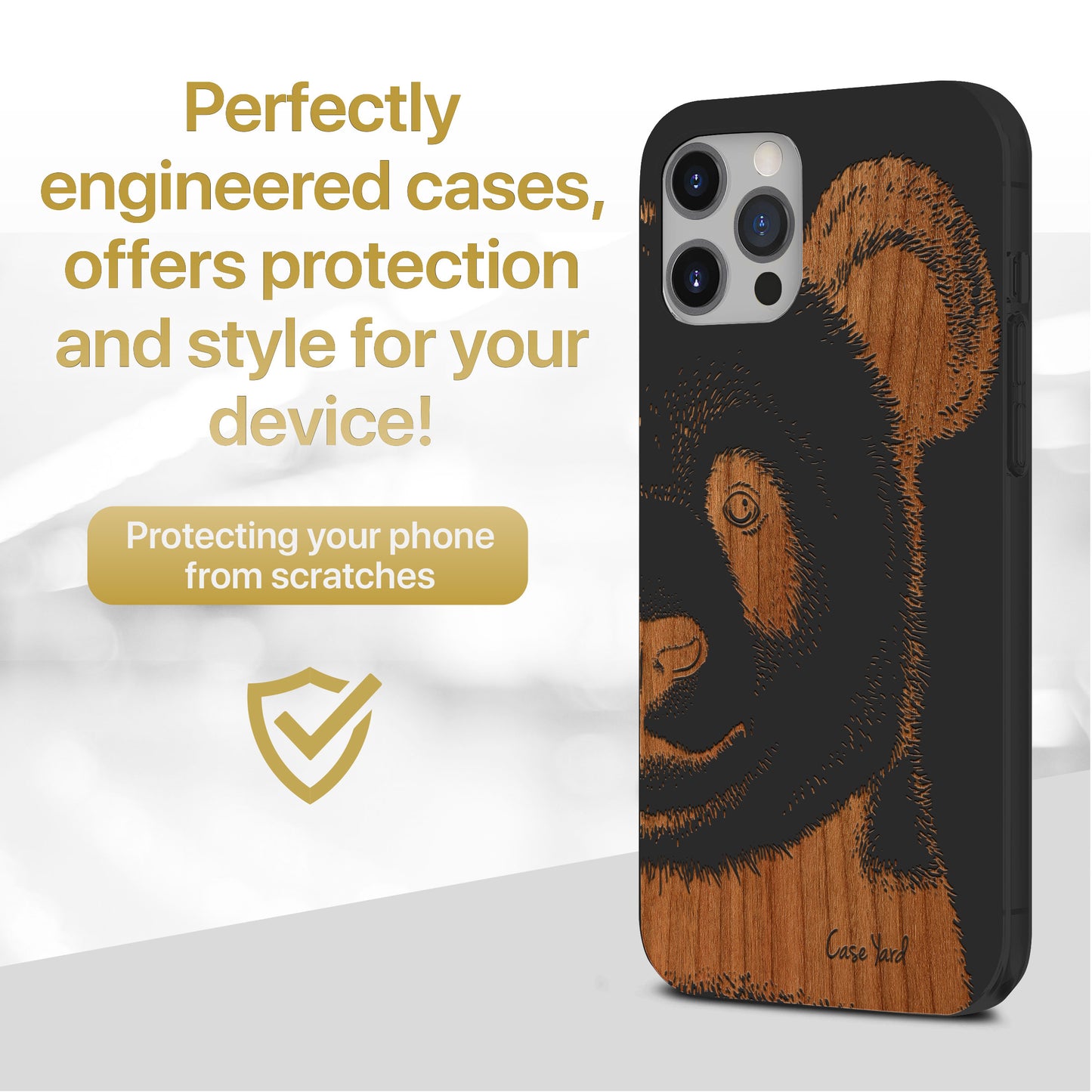 Panda Face Wood Wooden Laser Engraved Phone Case for iPhone