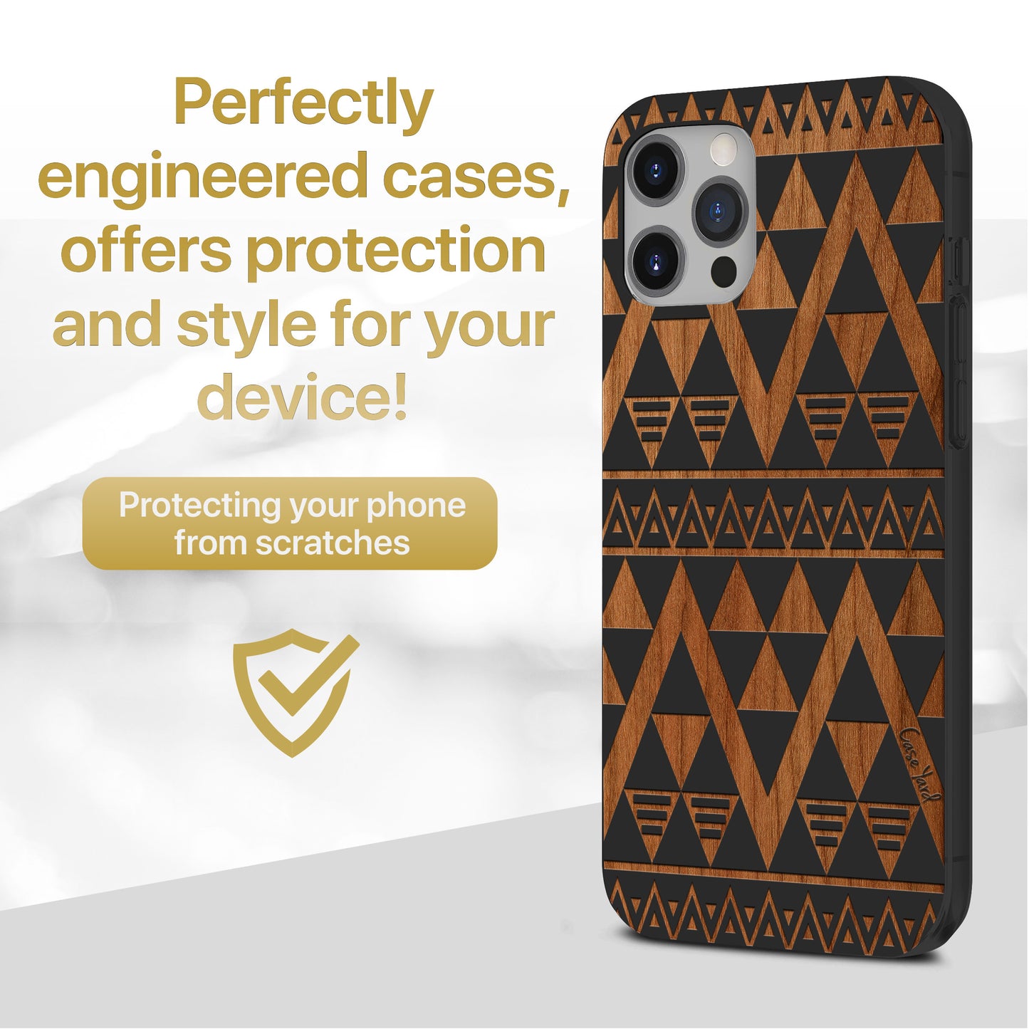 Negative Triangle Pattern Wooden Laser Engraved Phone Case for iPhone