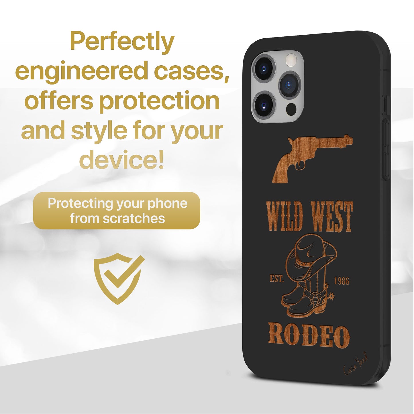 Wild West Rodeo Wooden Laser Engraved Phone Case for iPhone