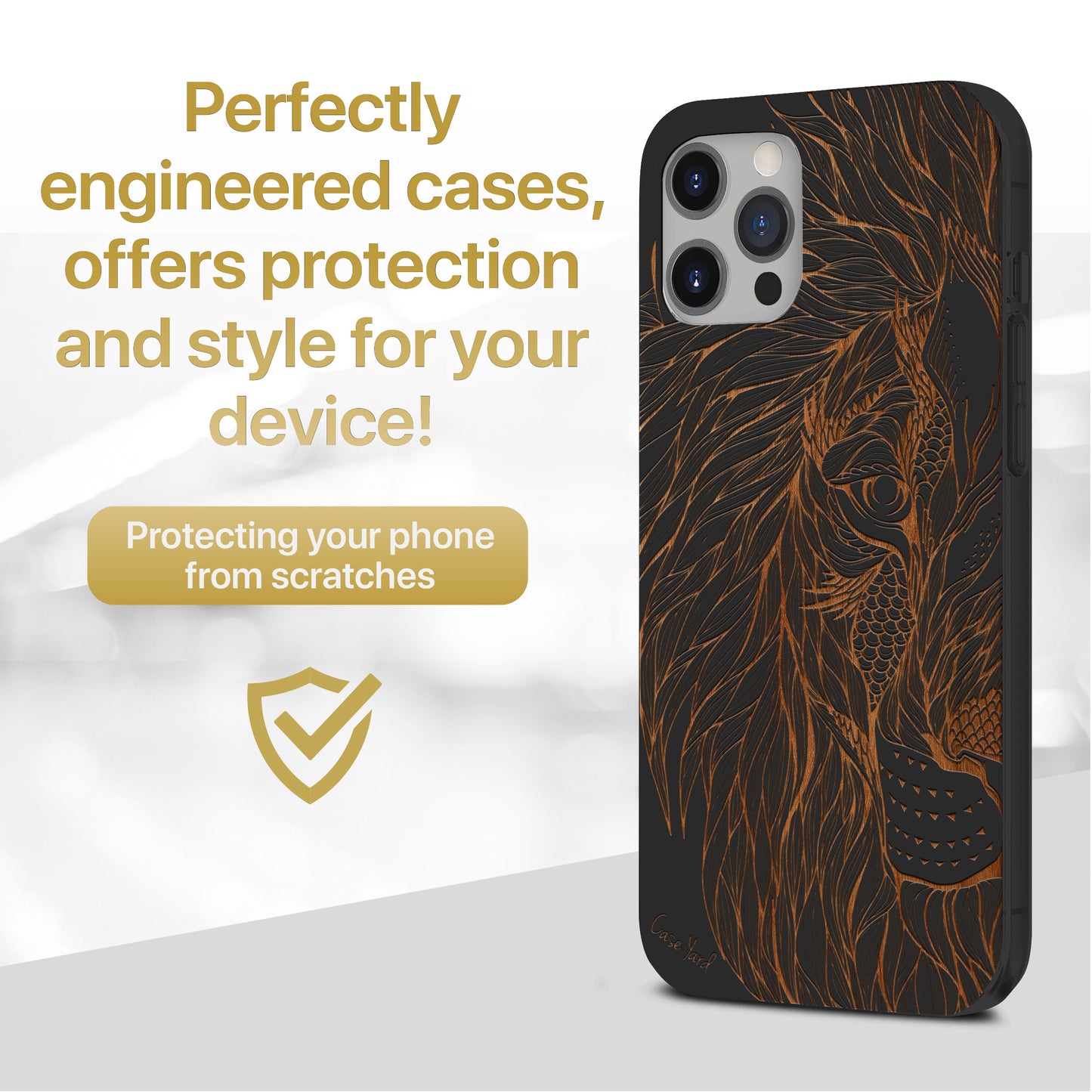 Wooden Cell Phone Case Cover, Laser Engraved case for iPhone & Samsung phone Tribal Lion Design