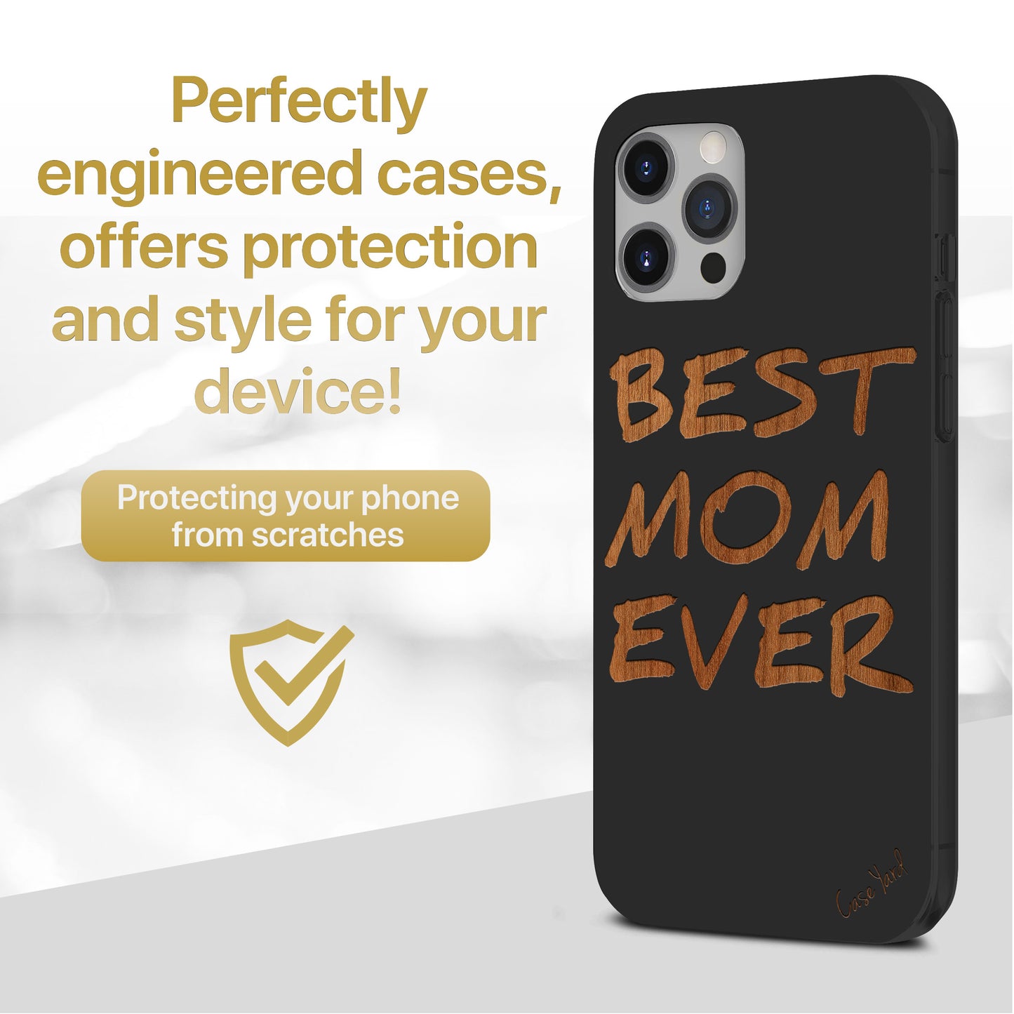 Best Mom Ever Wooden Laser Engraved Phone Case for iPhone & Samsung Phones