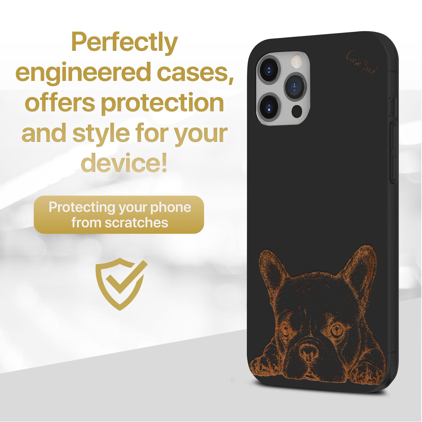 French Bulldog Wooden Laser Engraved Phone Case for iPhone