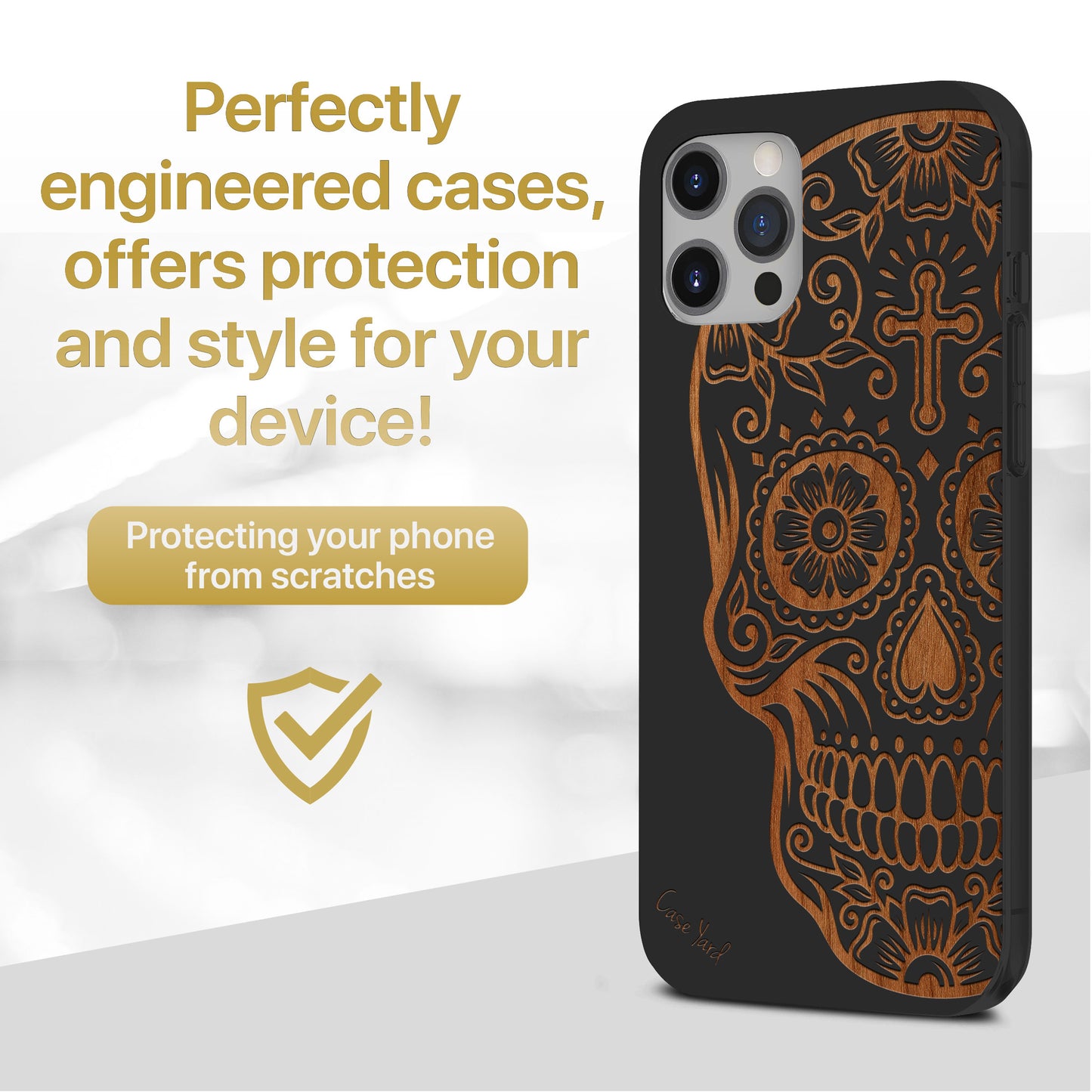 Cross Skull Wooden Laser Engraved Phone Case for iPhone & Samsung Phones