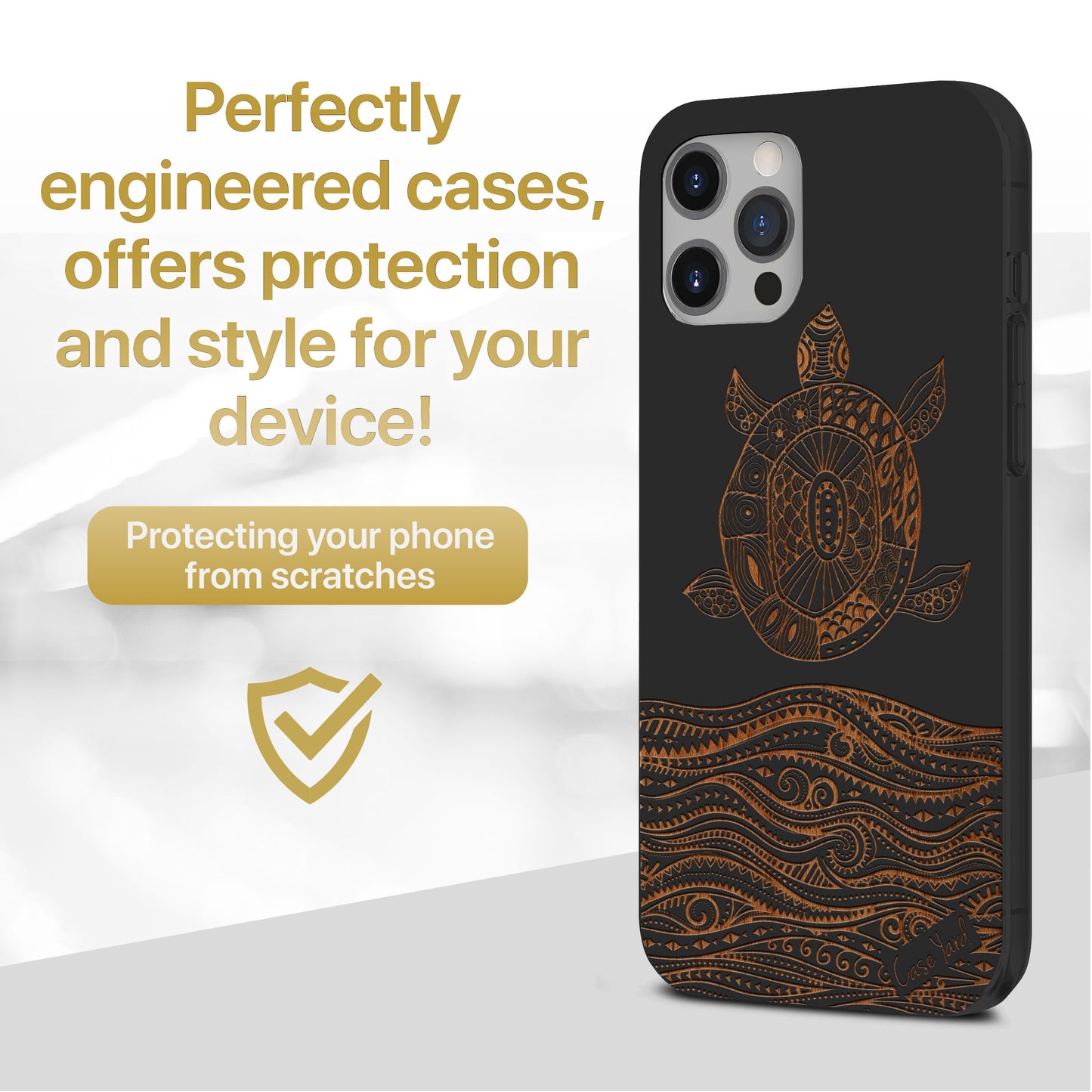 Sea Turtle Wooden Laser Engraved Phone Case for iPhone