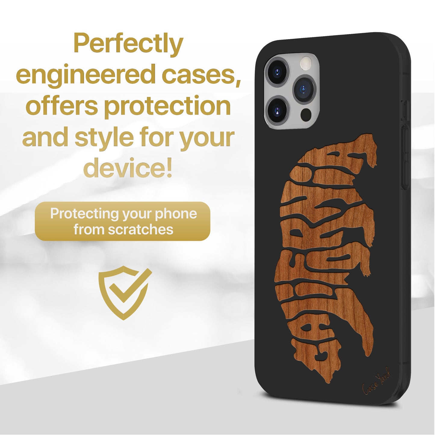 California Bear Letters Wooden Laser Engraved Phone Case for iPhone & Samsung Phones