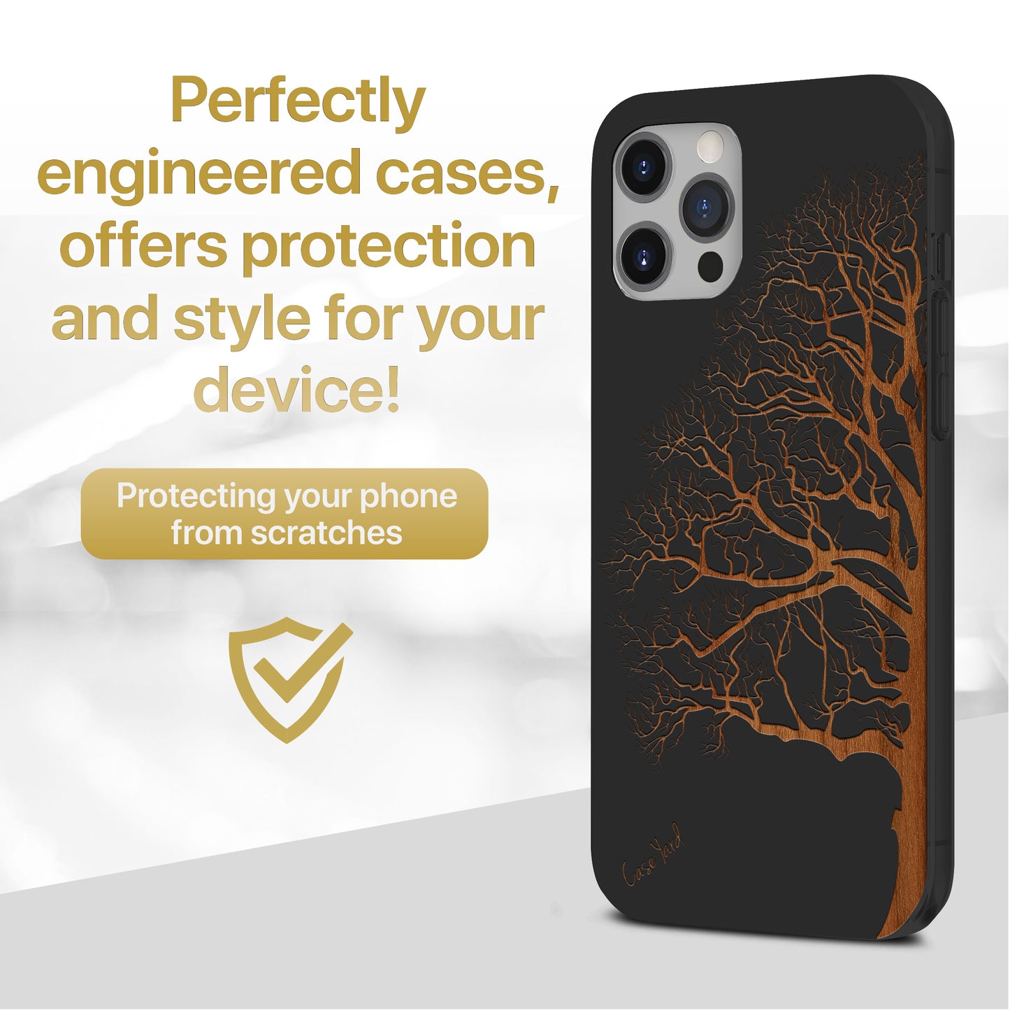 Half Tree Wood Wooden Laser Engraved Phone Case