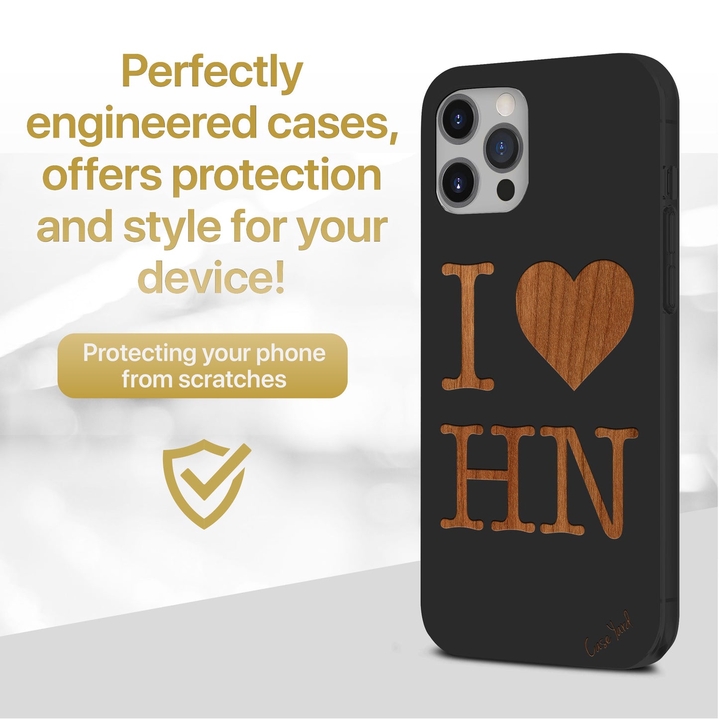 I Love Honolulu Wooden Laser Engraved Phone Case for iPhone