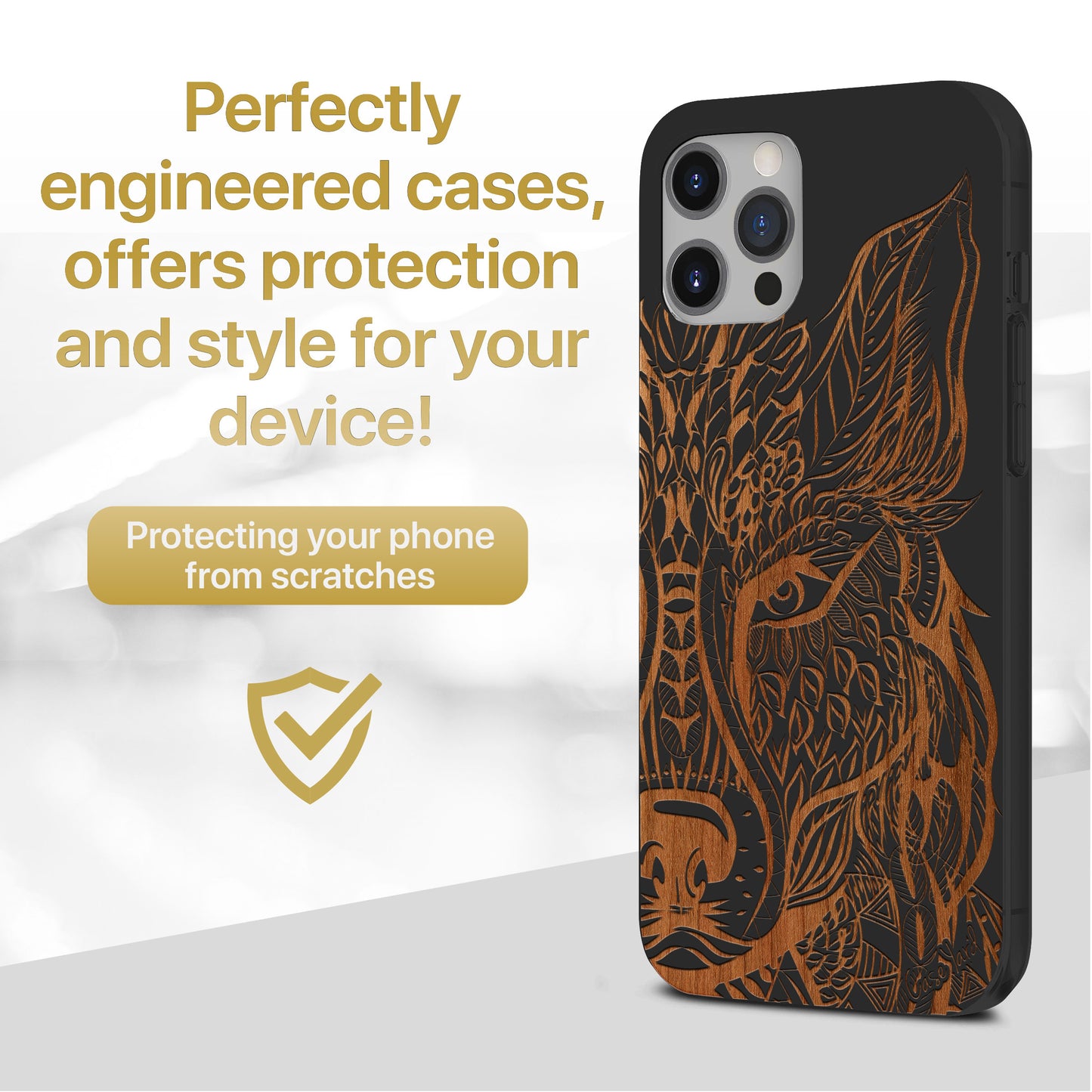 Wolf Face 2 Wooden Laser Engraved Phone Case