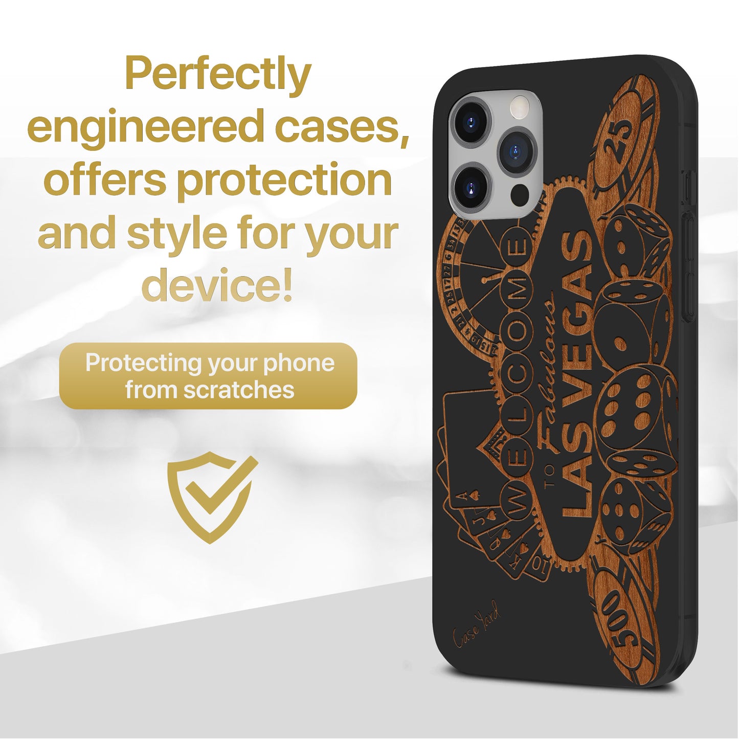 Las Vegas Gambler Wooden Laser Engraved Phone Case for iPhone
