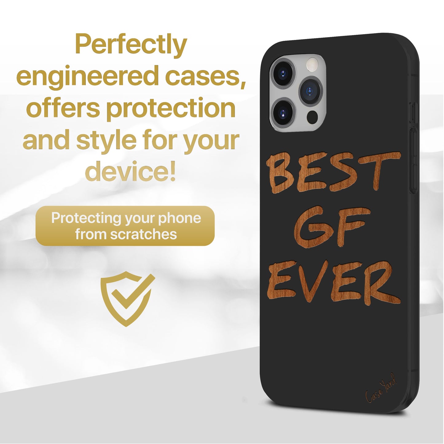 Best GF Ever Wooden Laser Engraved Phone Case for iPhone & Samsung Phones