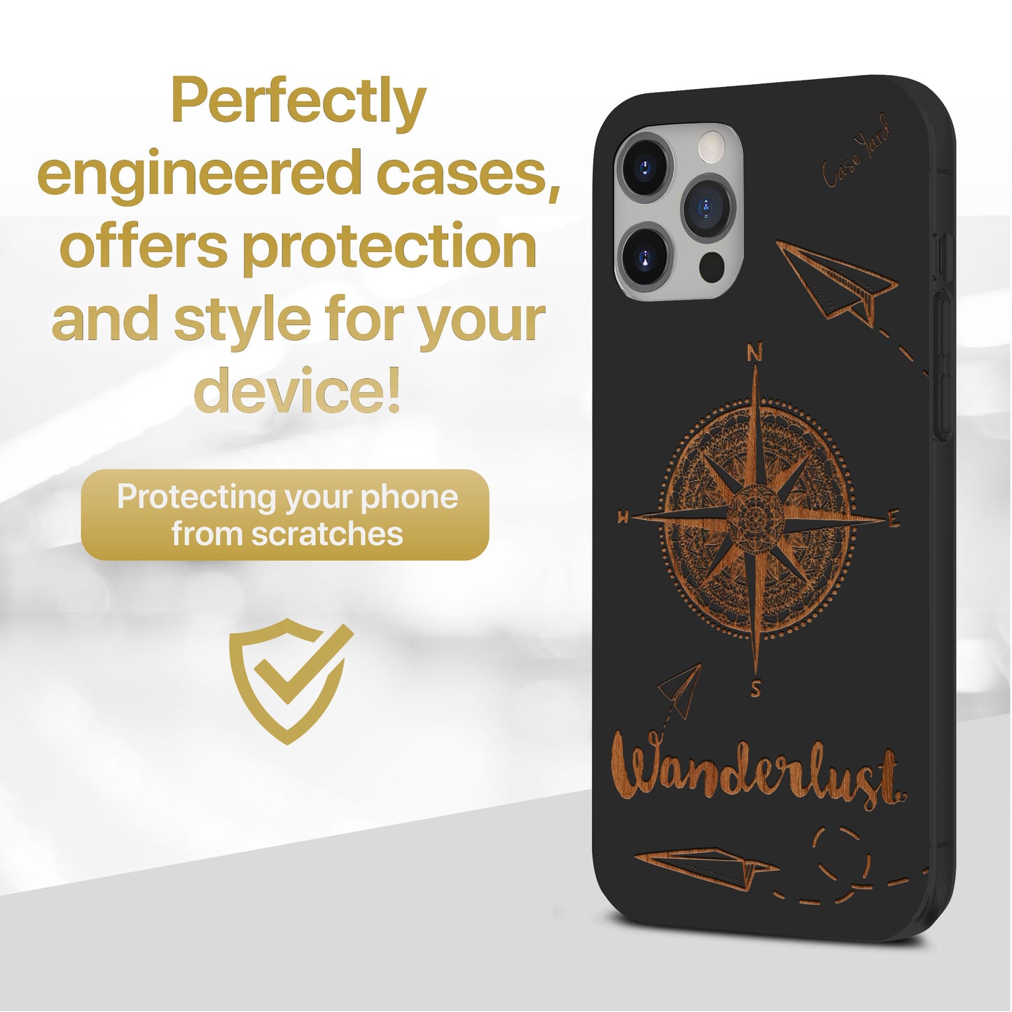 Wanderlust Wooden Laser Engraved Phone Case