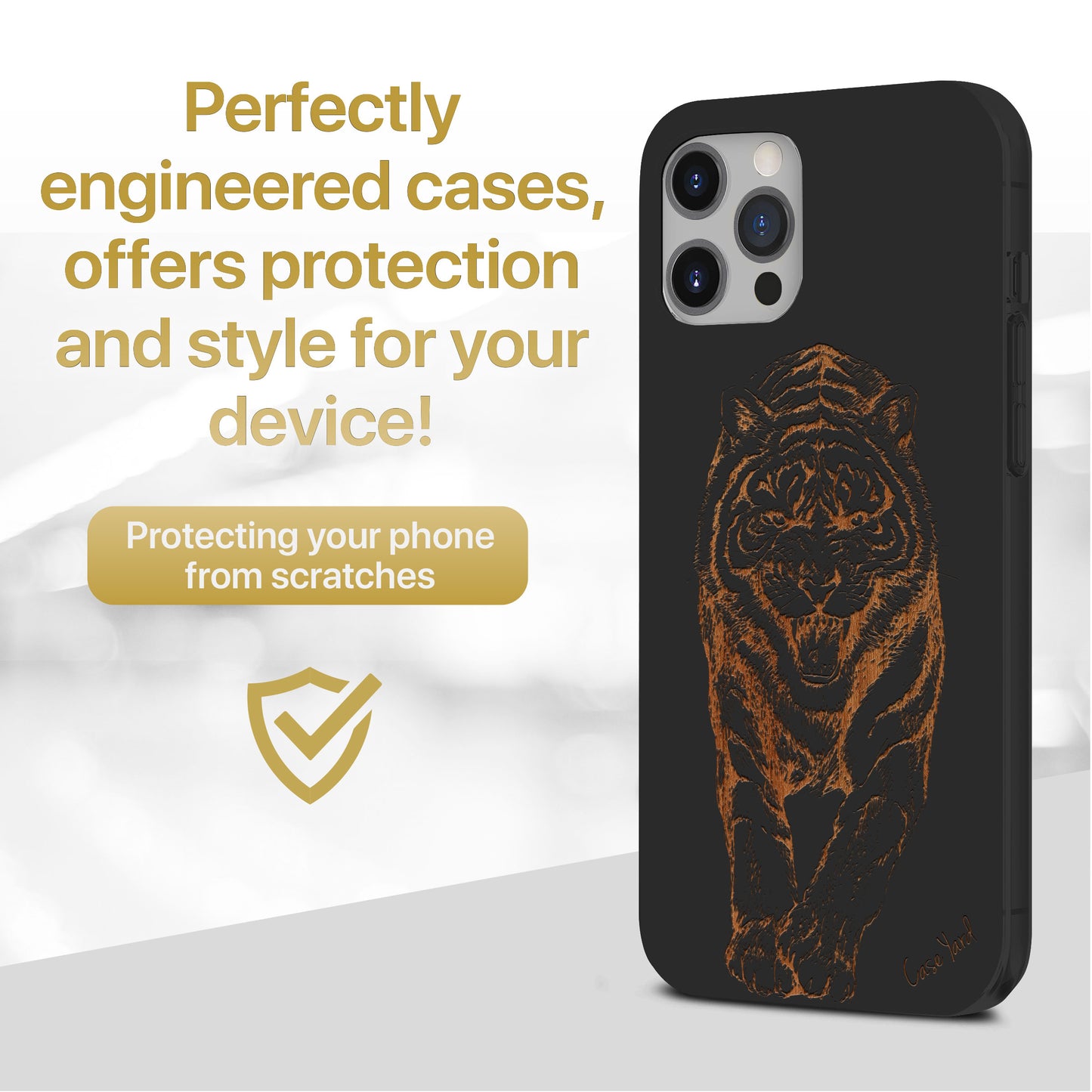 The Tiger Walk Wooden Laser Engraved Phone Case