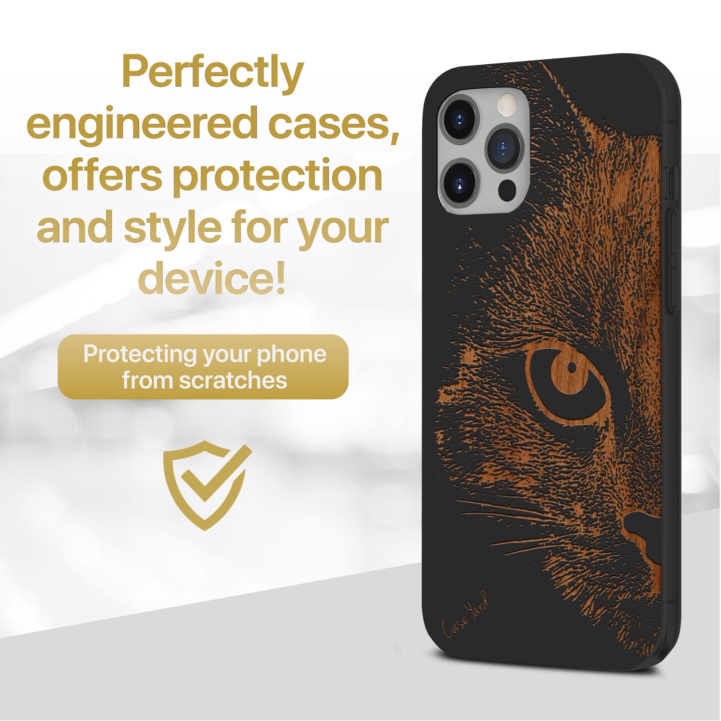 Mad Cat Wooden Laser Engraved Phone Case for iPhone