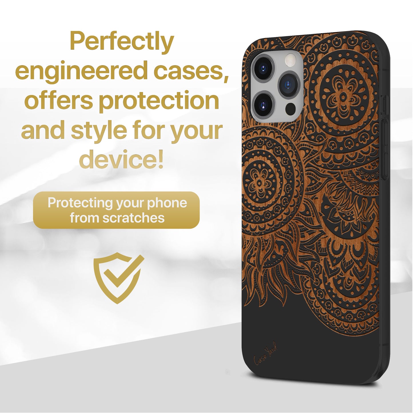 Geo Henna Wooden Laser Engraved Phone Case