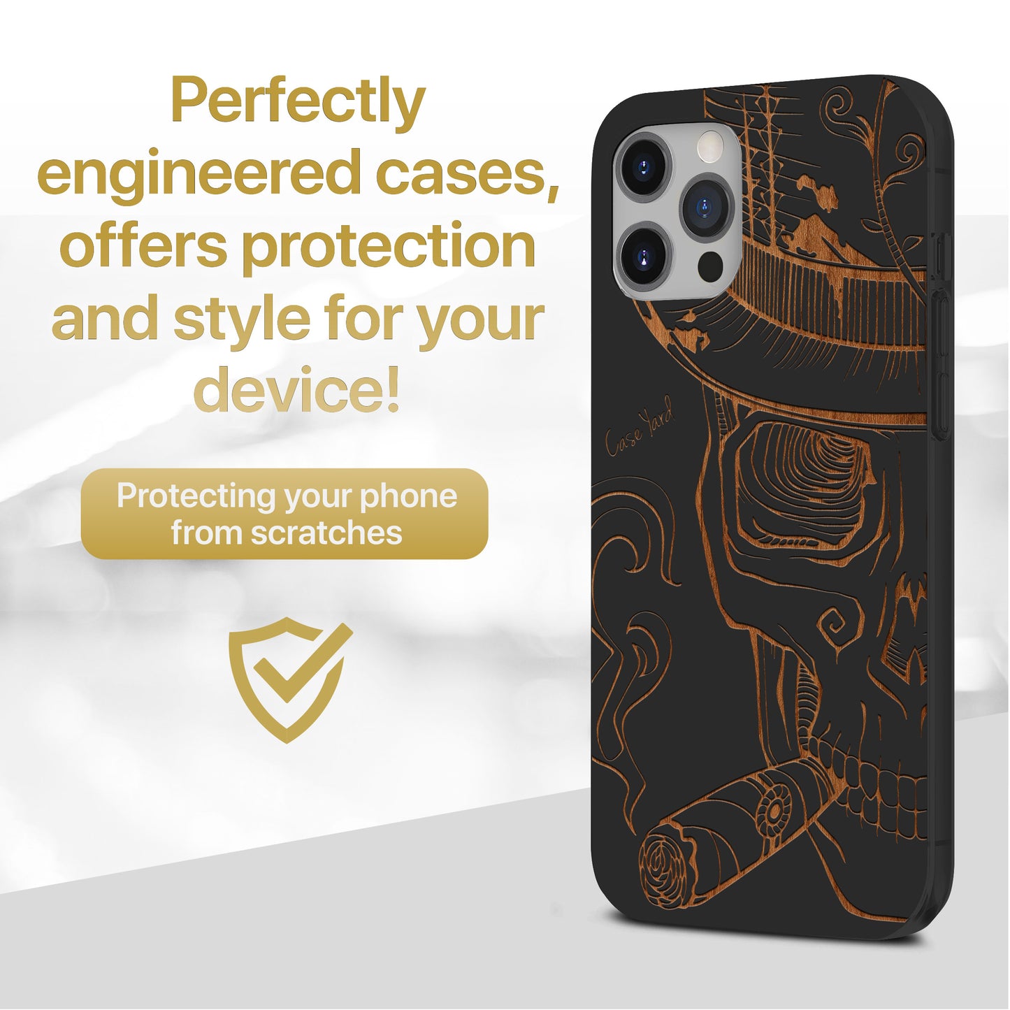 New Orleans Sugar Skull Wooden Laser Engraved Phone Case for iPhone