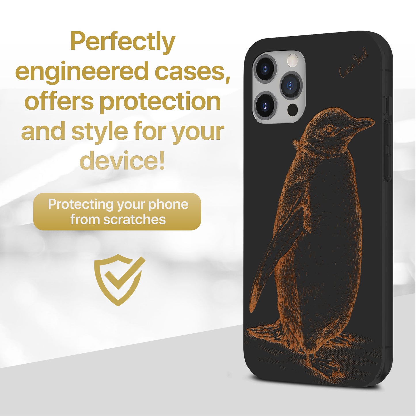 Antarctic Penguin Wooden Laser Engraved Phone Case for iPhone & Samsung Phones