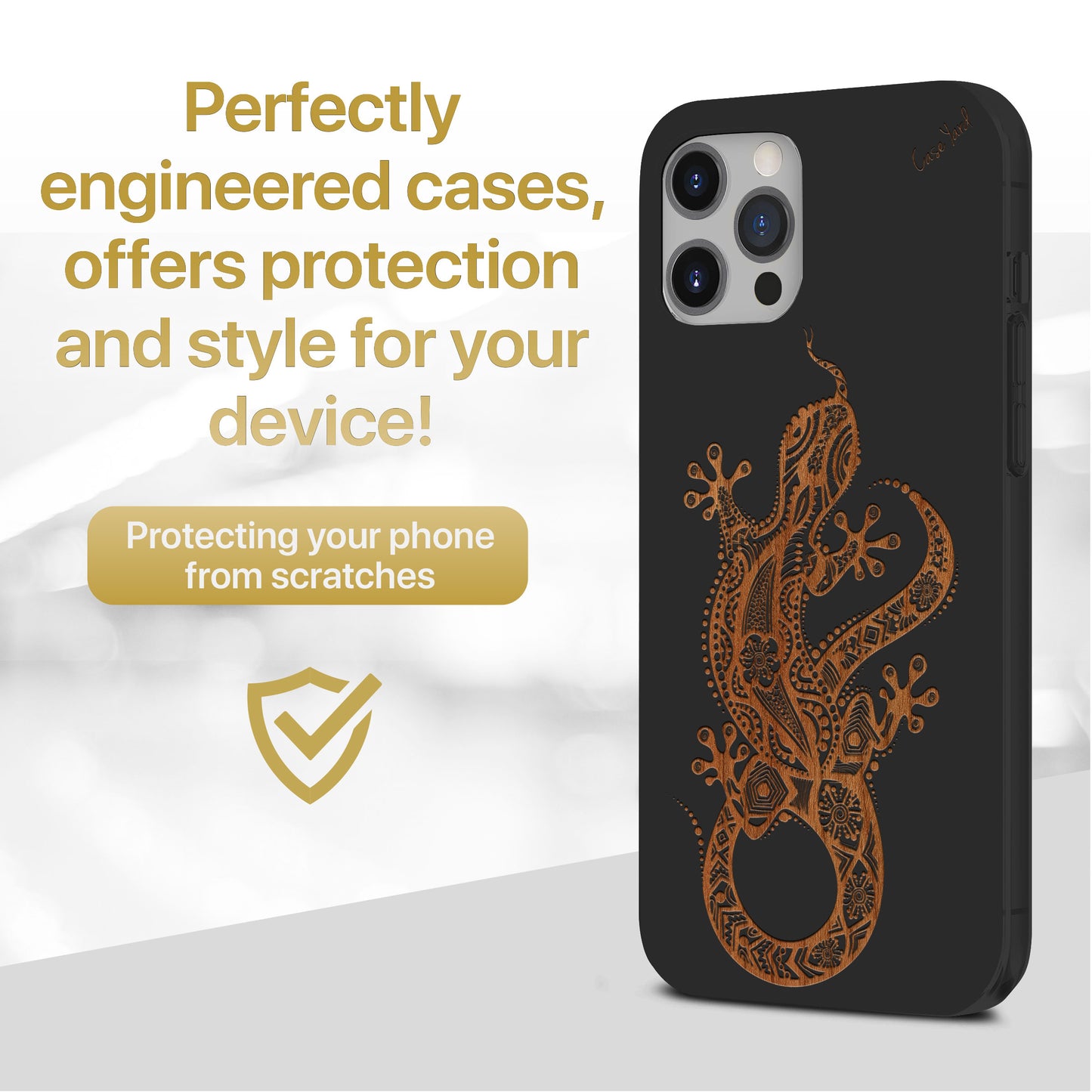 Tribal Lizard Wooden Laser Engraved Phone Case for iPhone