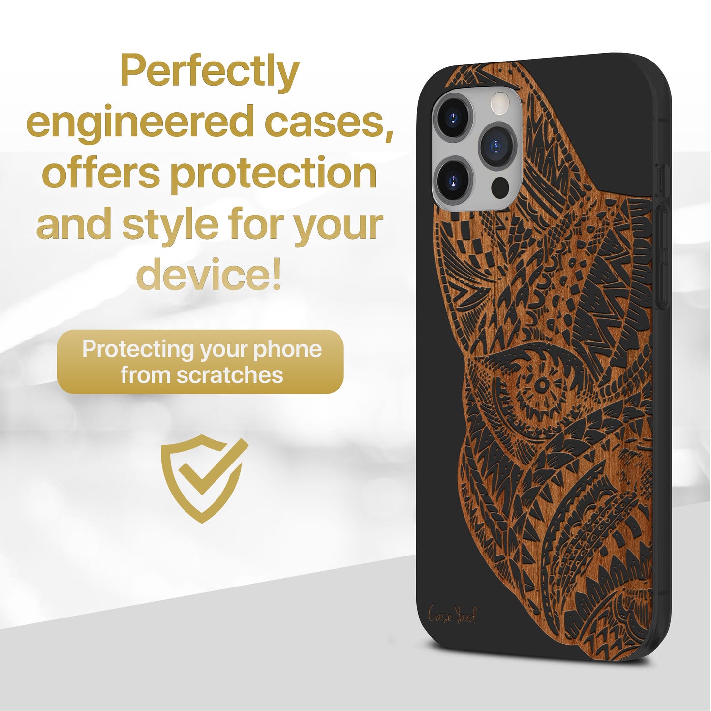 Pug Face Wooden Laser Engraved Phone Case for iPhone