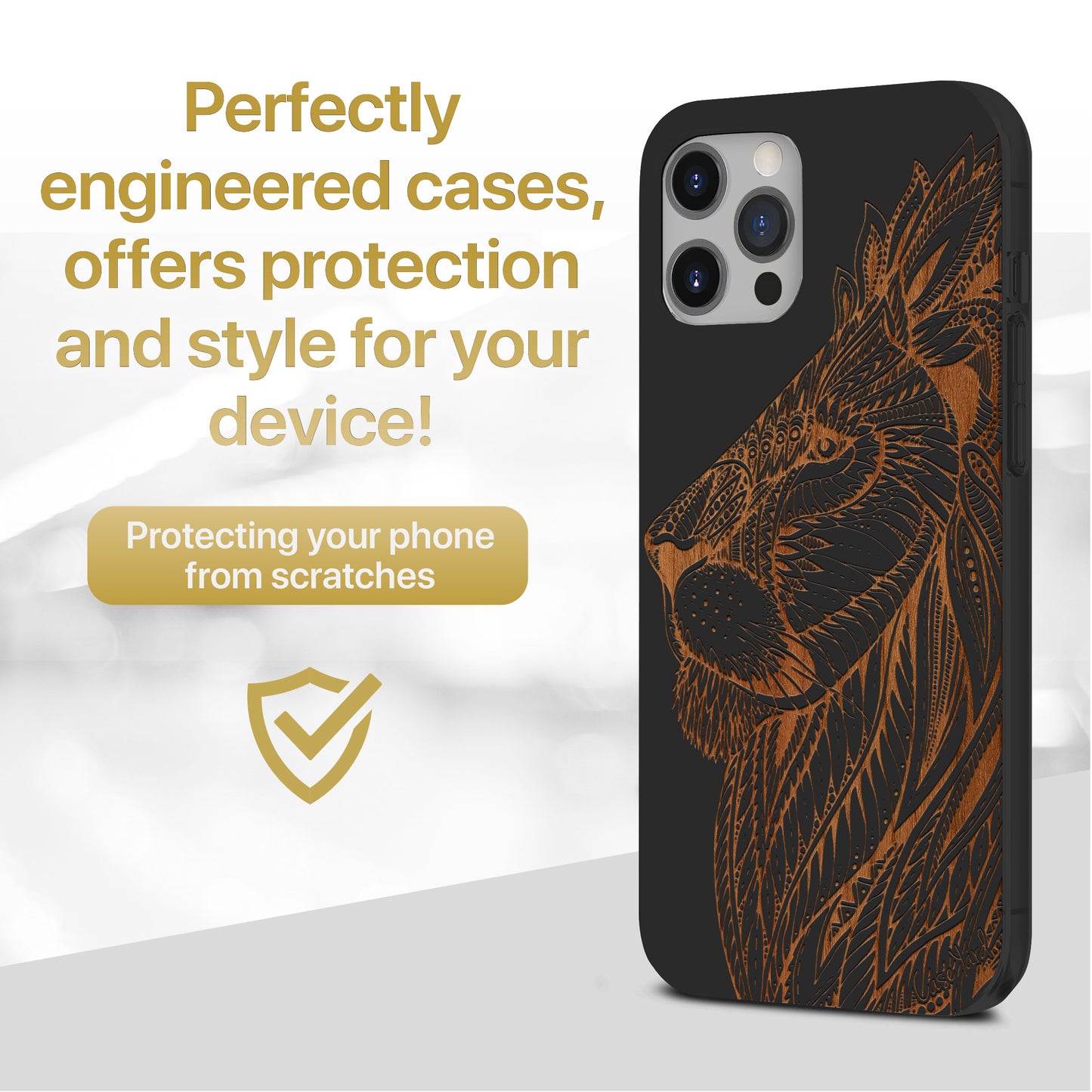 Tribal Lioness Wooden Laser Engraved Phone Case for iPhone