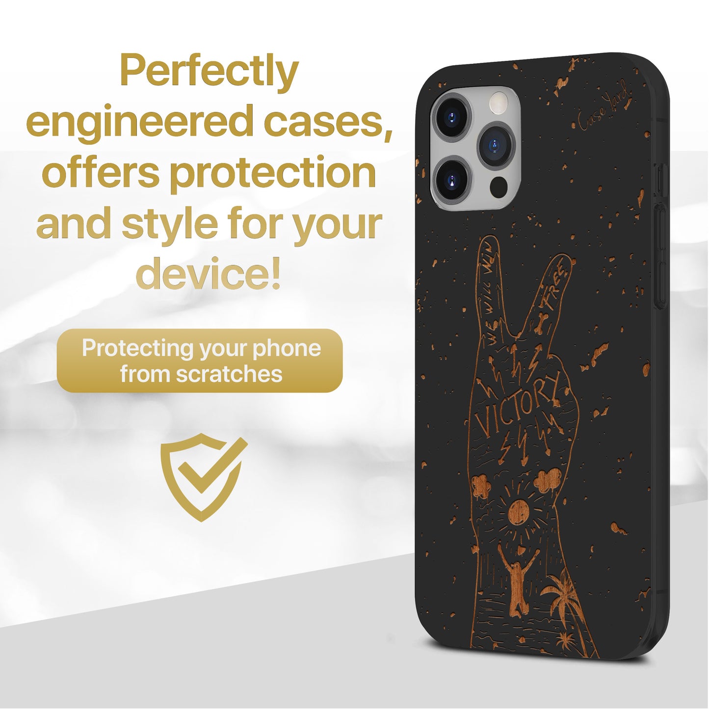 Victory Wooden Laser Engraved Phone Case for iPhone