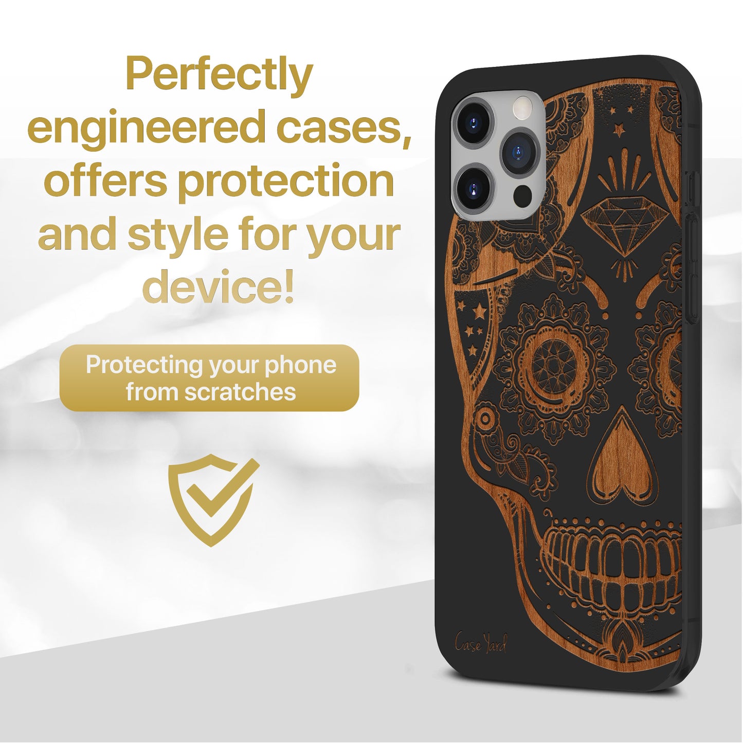 Ice Skull Wooden Laser Engraved Phone Case for iPhone